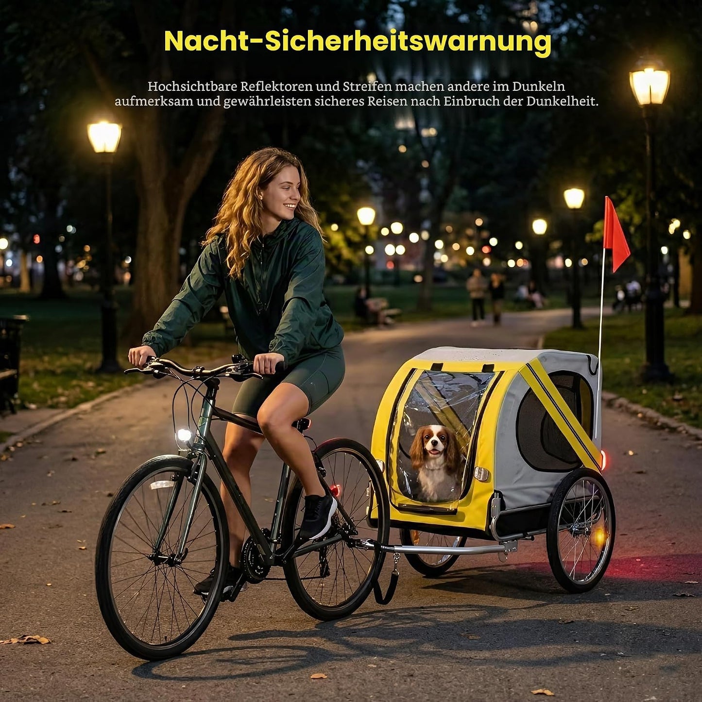 Hundefahrradanhänger & Buggy klappbar mit Dachöffnung, grün