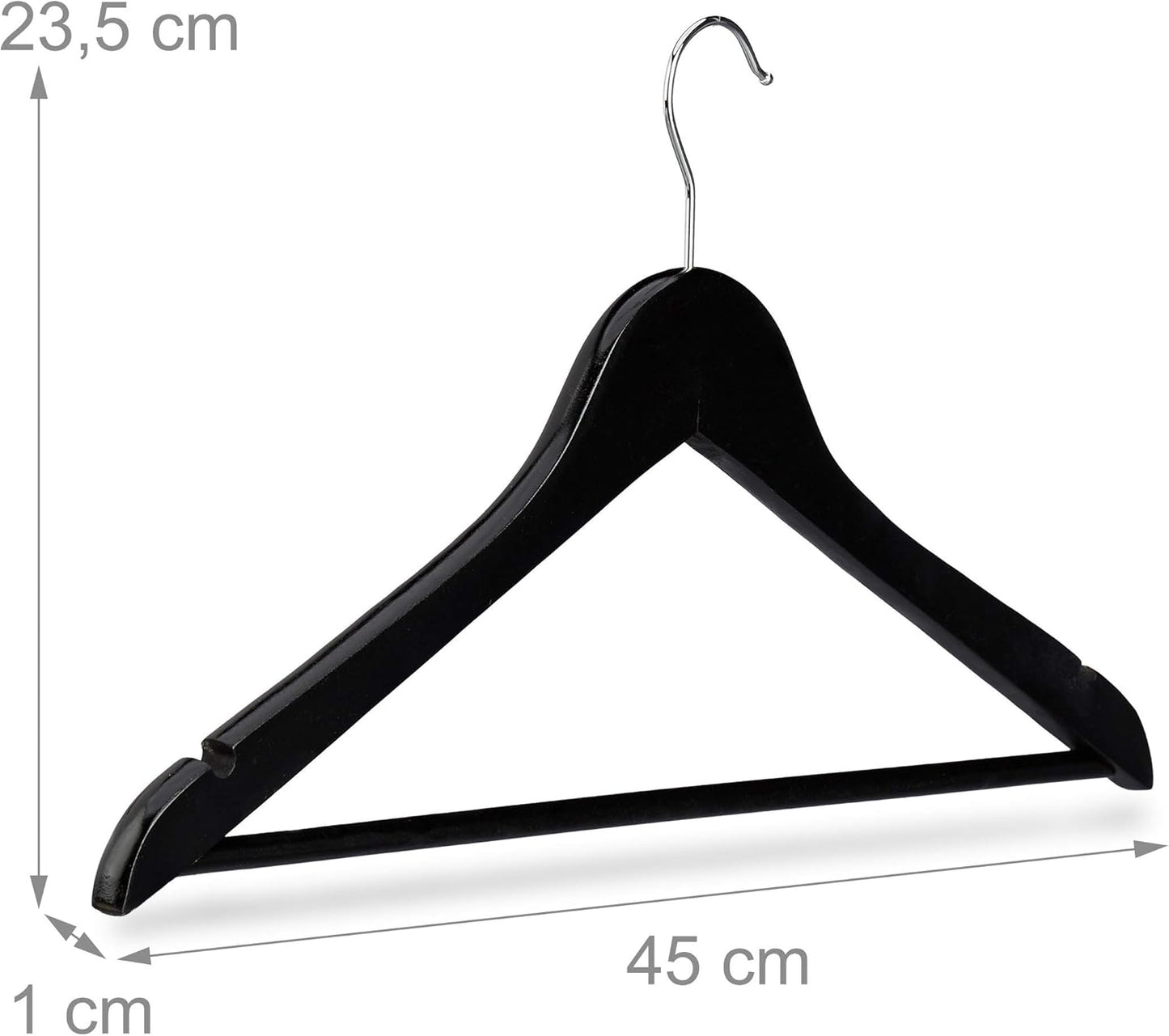 50-teiliges Kleiderbügel Set mit Hosensteg, Schwarz, Silber / 50er Pack