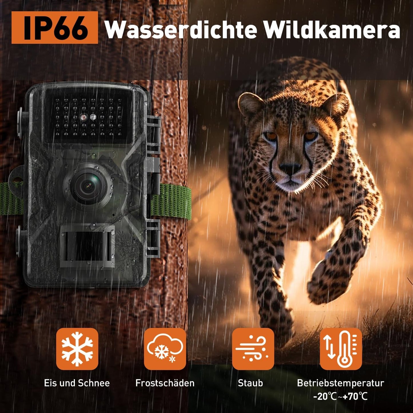 Wildtierkamera mit Nachtsicht und Infrarot, Armeegrün