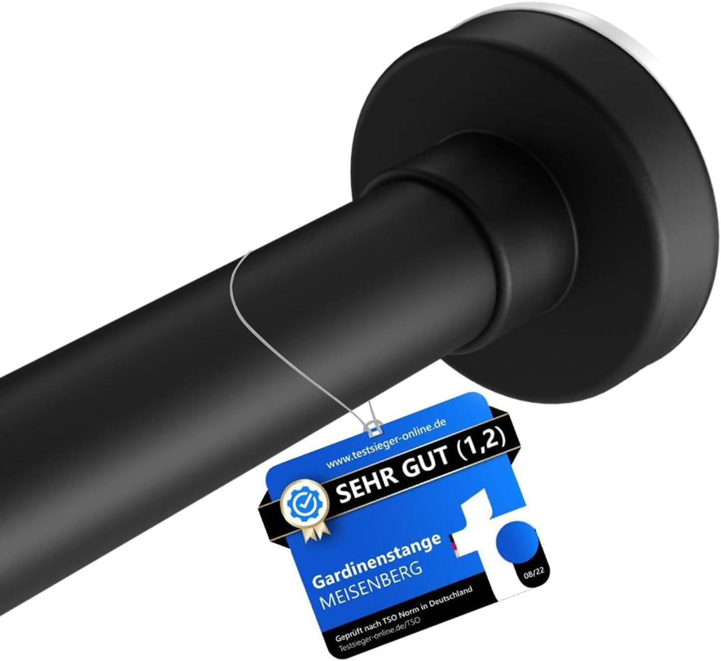 2er-Set Klemm-Gardinenstange, 140-250 cm, 140-250cm [2Stück] Schwarz