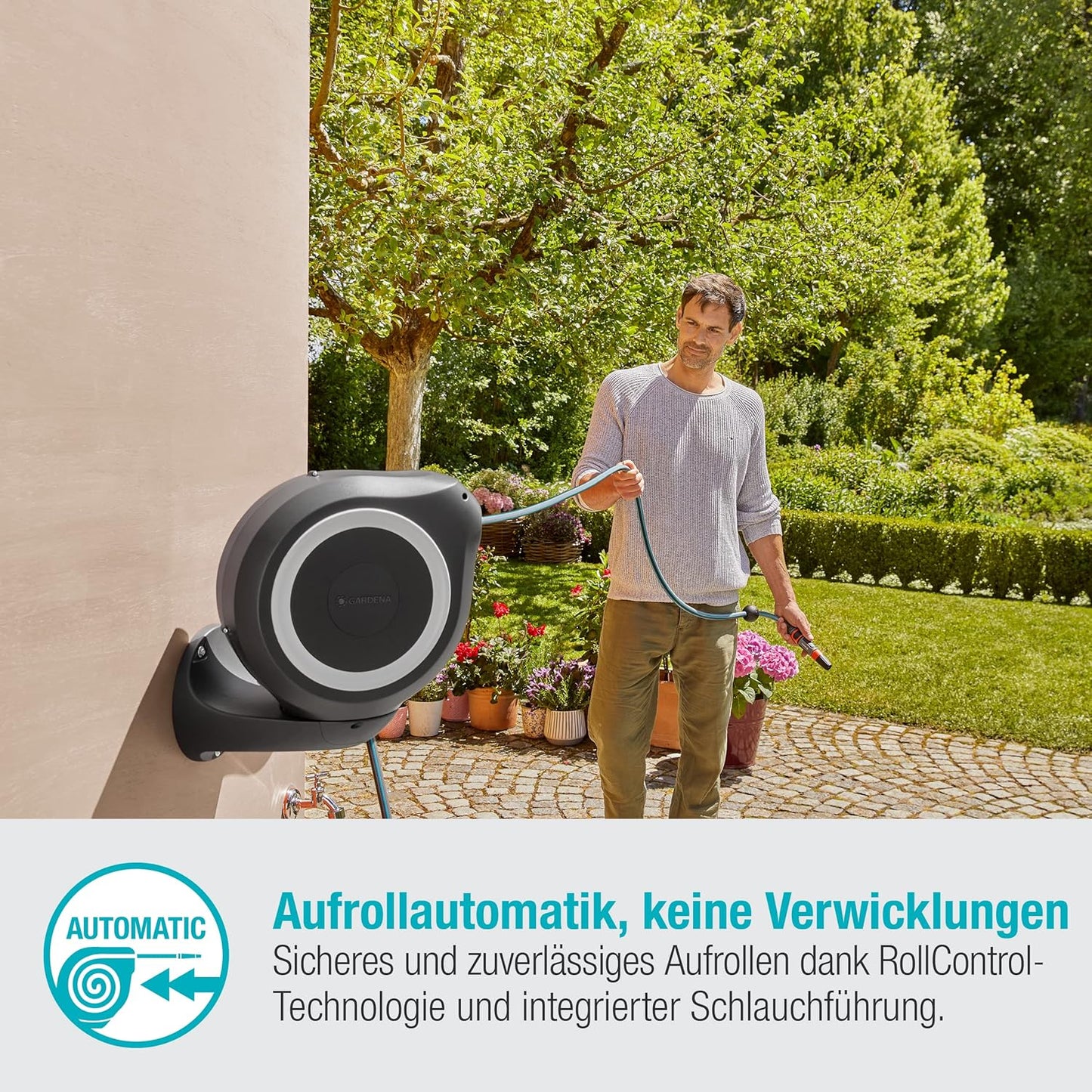Wand-Schlauchbox RollUp M, Weiss