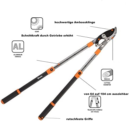 Teleskop-Astschere mit Amboss-Klinge (69-104 cm), Astschere 69-104cm Amboss