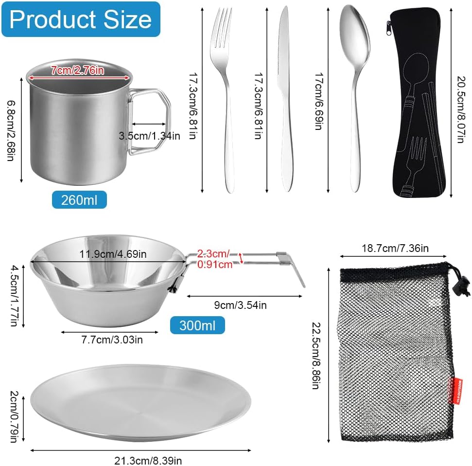8-teiliges Camping-Geschirr-Set, 8pcs