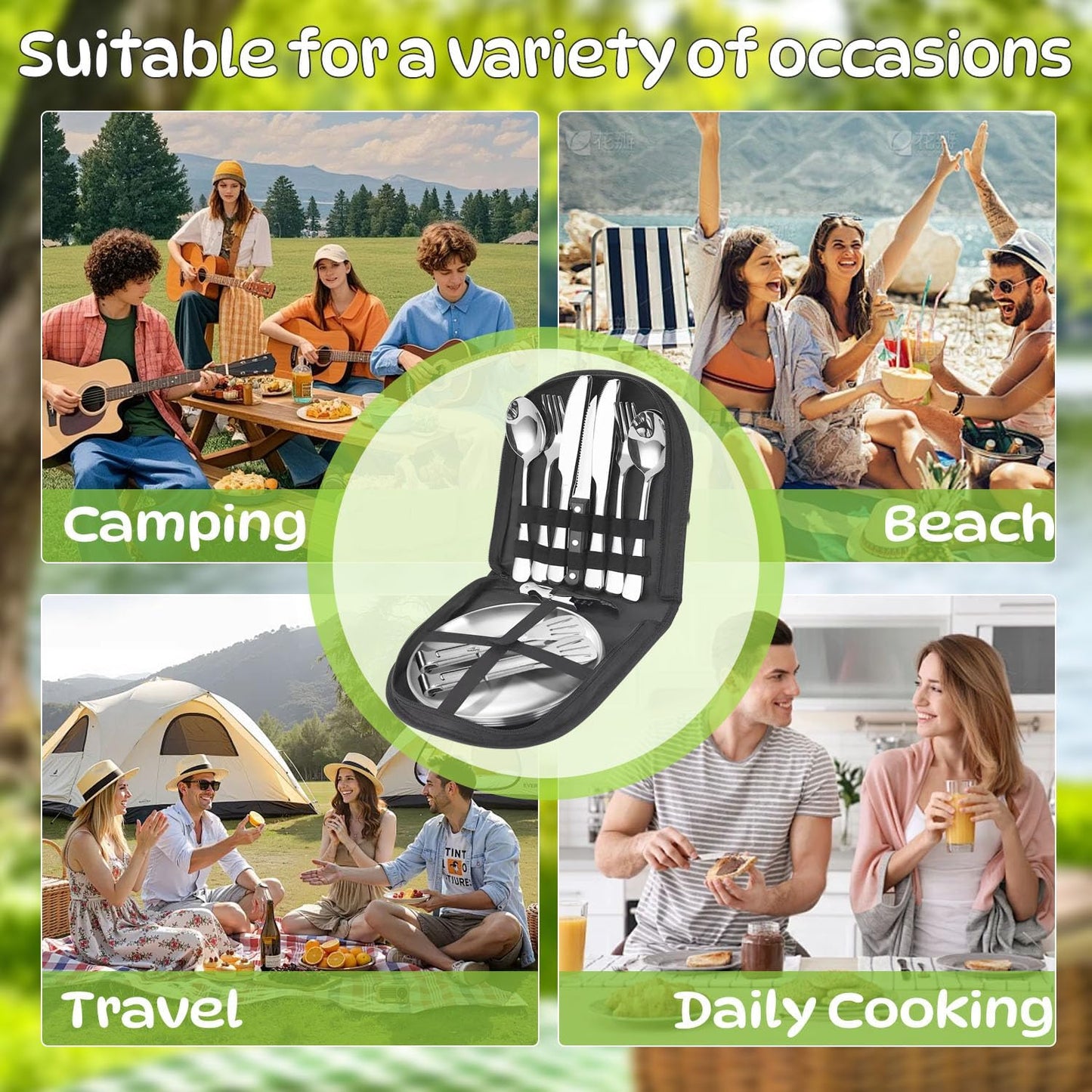 Camping Geschirr- und Besteckset, 4