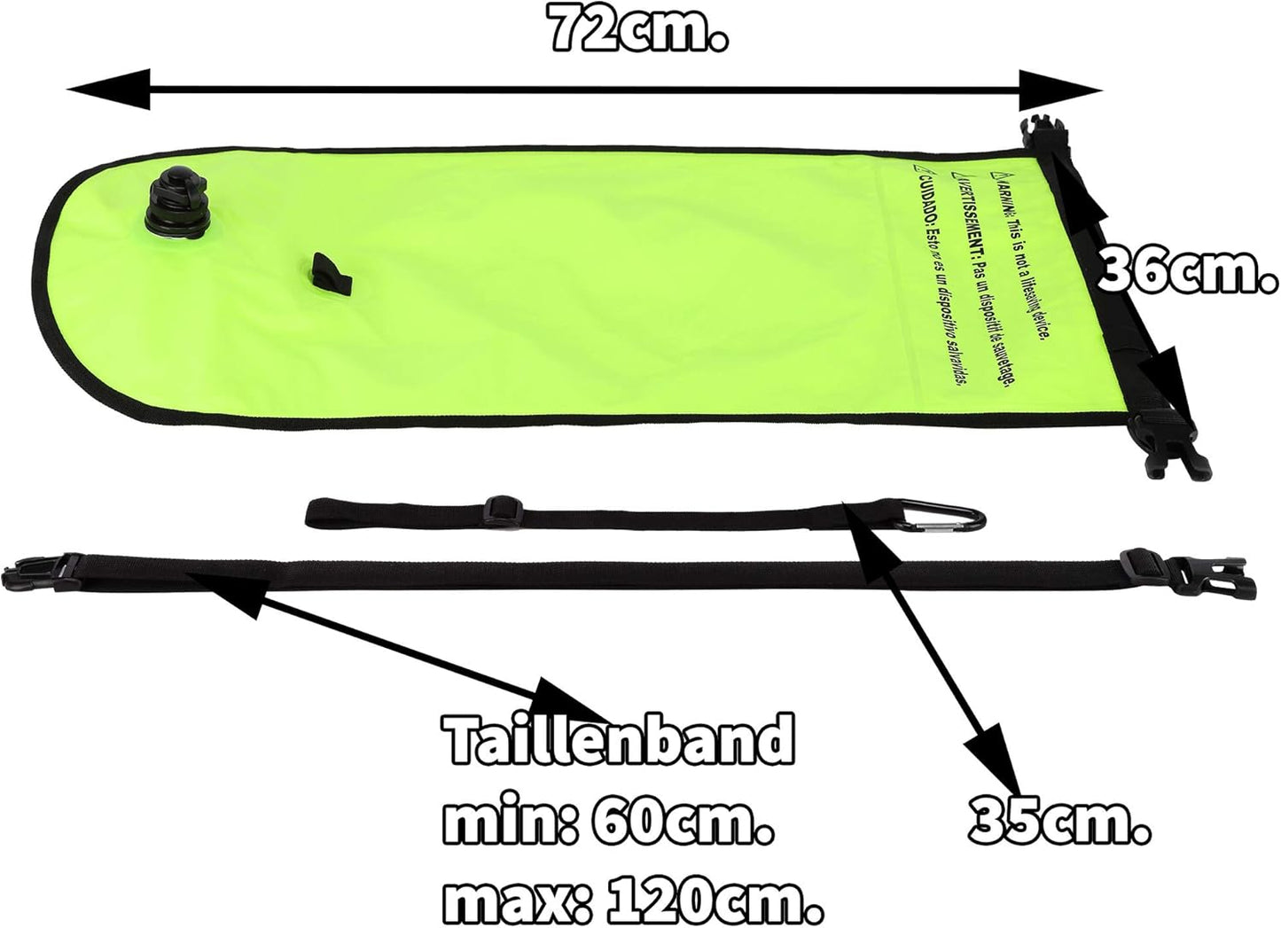 Schwimmboje für Freiwasserschwimmen, 72 cm x 36 cm