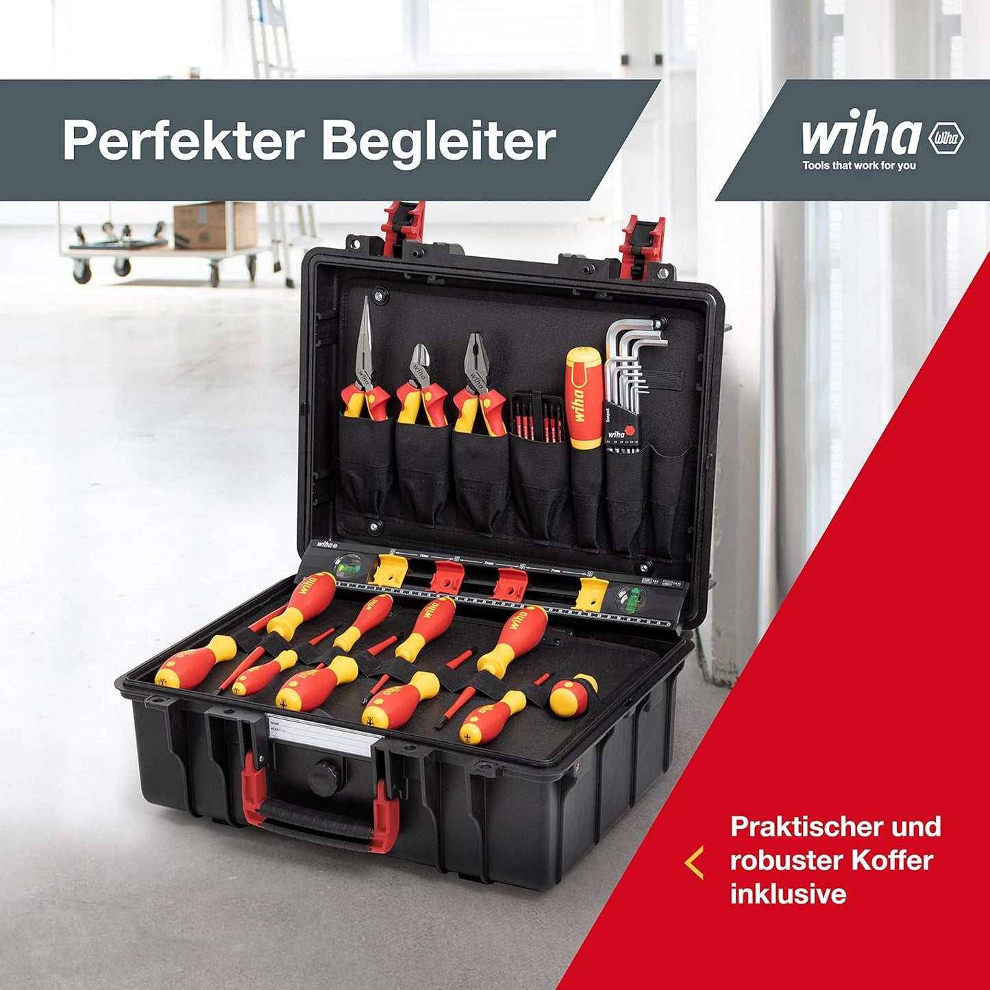 38-teiliger Lehrlingskoffer für Elektroinstallation, Werkzeugkoffer VDE geprüft 39 tlg