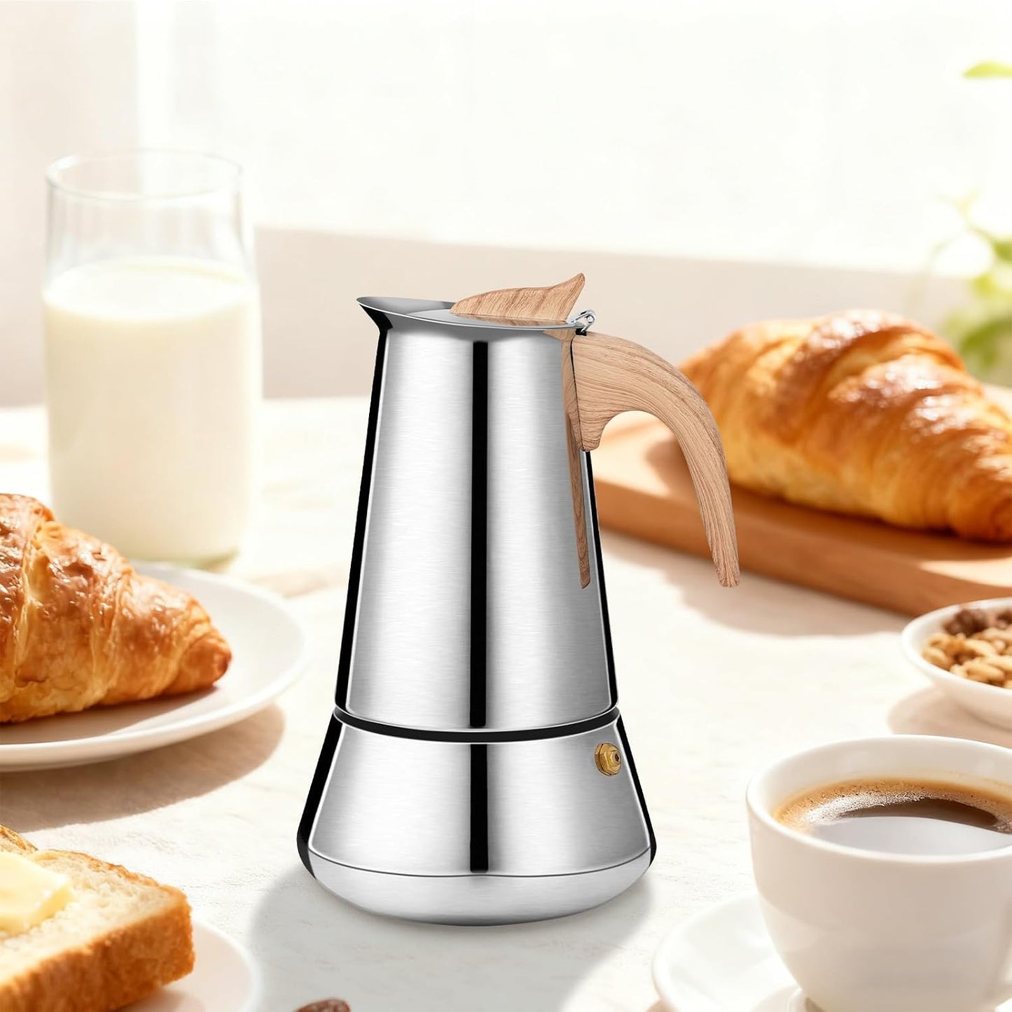 Edelstahl Espressokocher für 6 Tassen, induktionsfähig