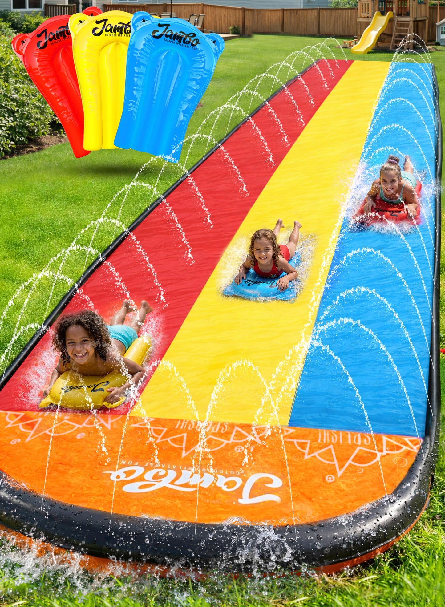 Wasserrutsche mit 3 Bodyboards, Drei-weg