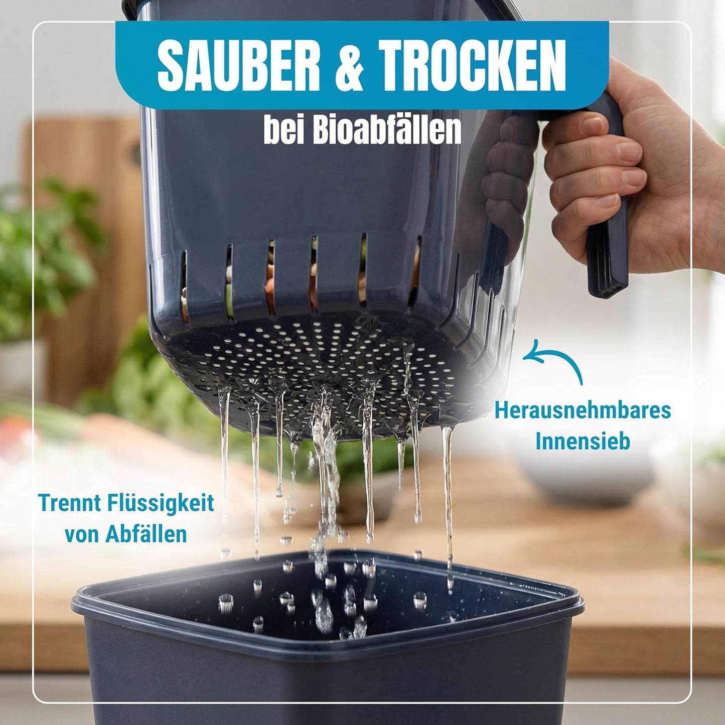 Geruchsdichter Biomülleimer mit Innensieb