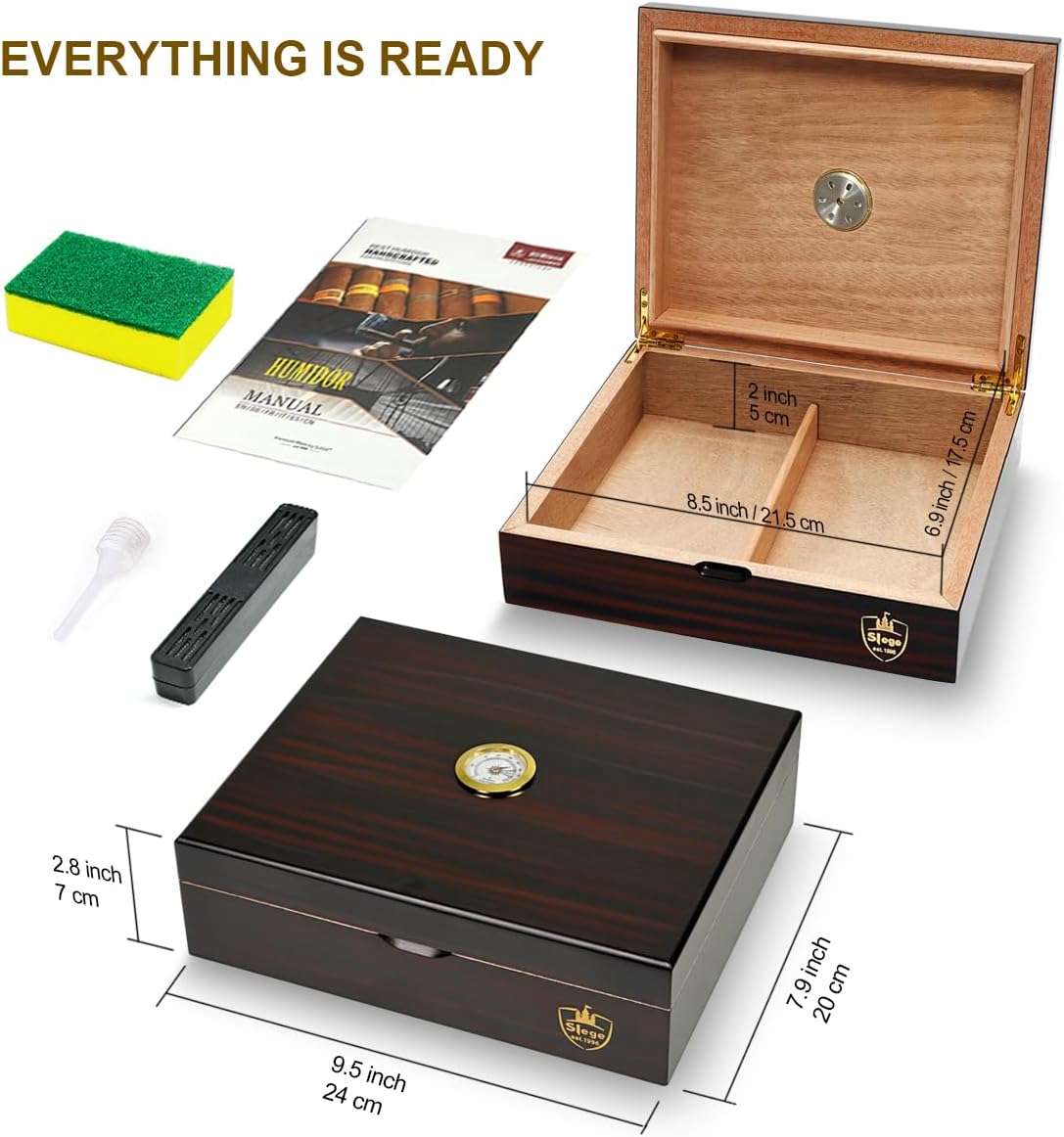 Humidor mit Hygrometer, Schwarz02