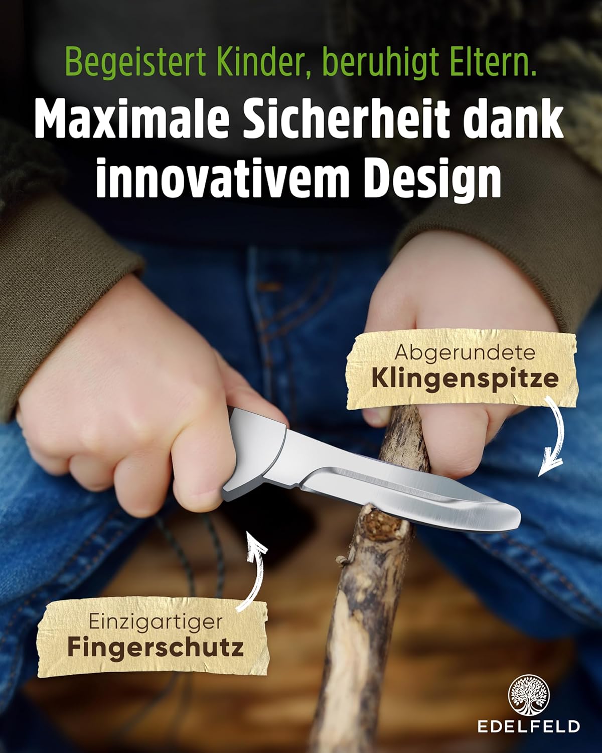 Schnitzmesser für Kinder, Braun (Metall)
