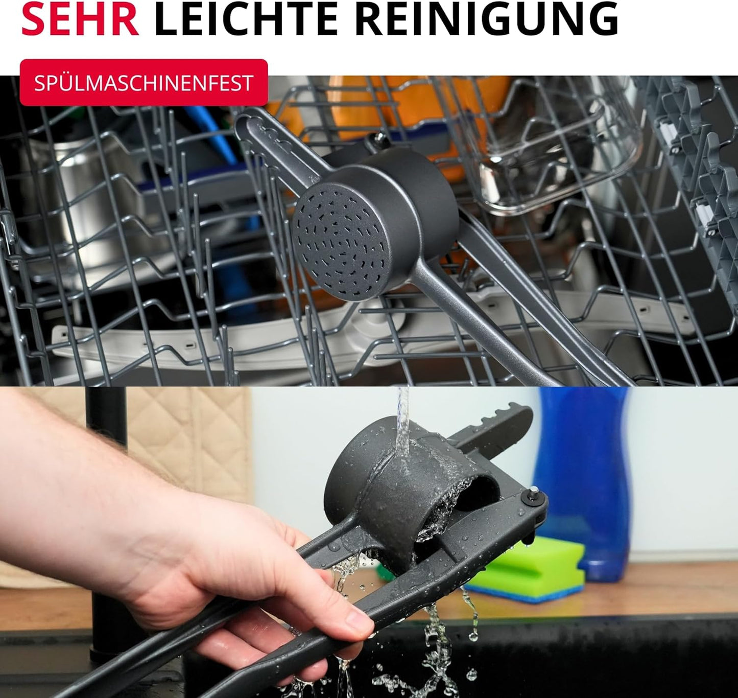 Black Edition Spätzle-/Kartoffelpresse, Traditionelle Lochung/Anthrazit