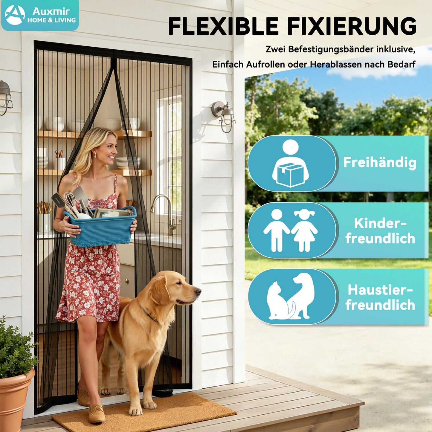 Magnet-Insektenschutz für Balkontür 110x220cm, 110x220cm Schwarz