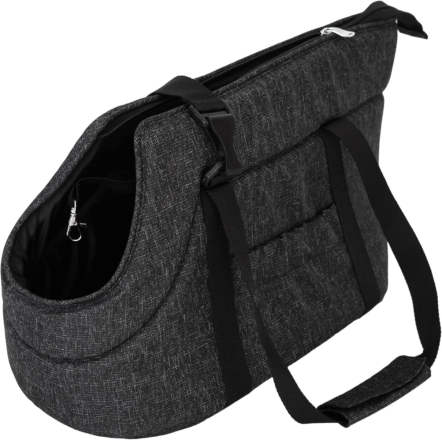 Hundetasche mit verstellbarem Schultergurt, M: 20 x 36 x 22 cm Schwarz