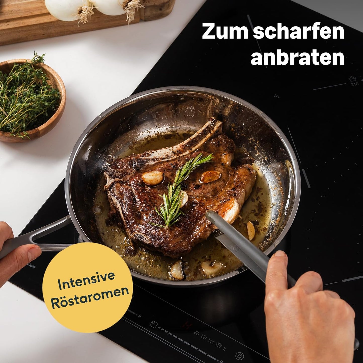 Bratpfanne unbeschichtet, induktionsgeeignet, Unbeschichtet 28 cm