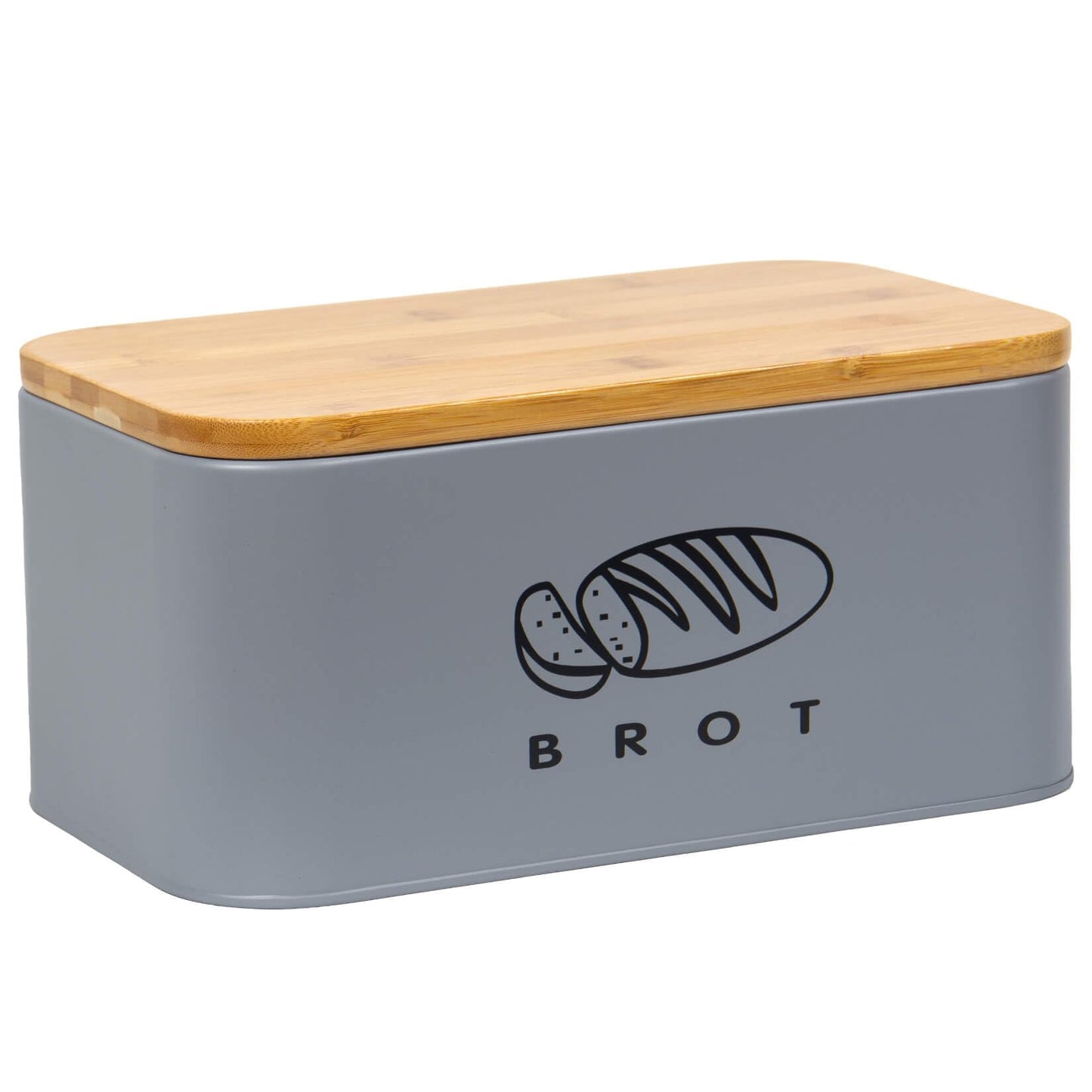 Retro Brotkasten mit Bambusdeckel, Grau-30cm