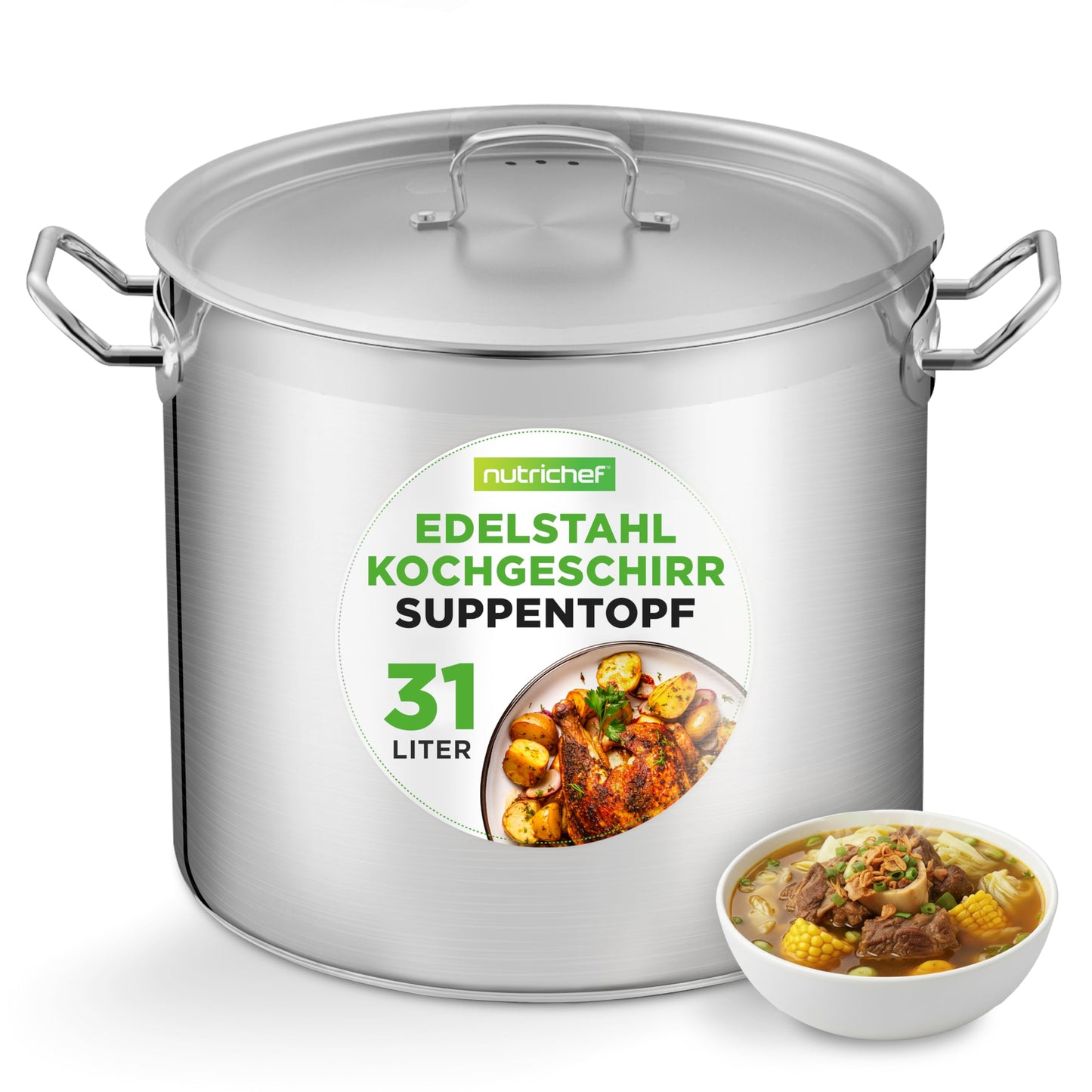 Suppentopf mit Deckel, 33 Liter