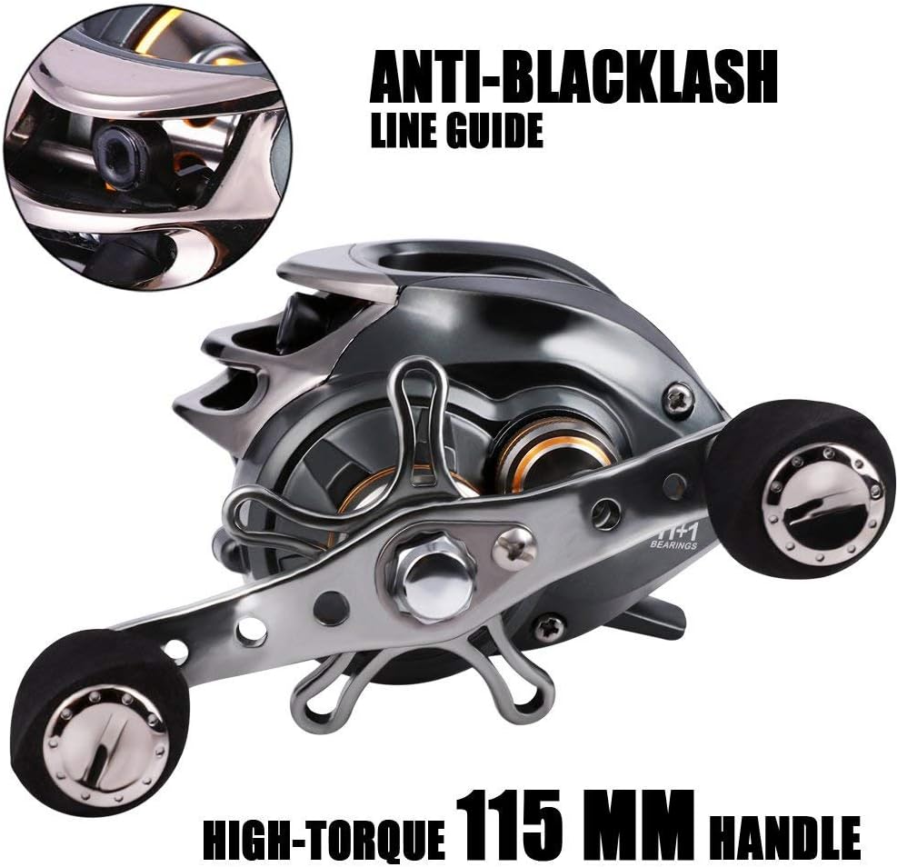 Baitcast-Angelrolle mit Doppelbremse 11+1BB, 8,2 kg 11+1BB, Rechtshänder