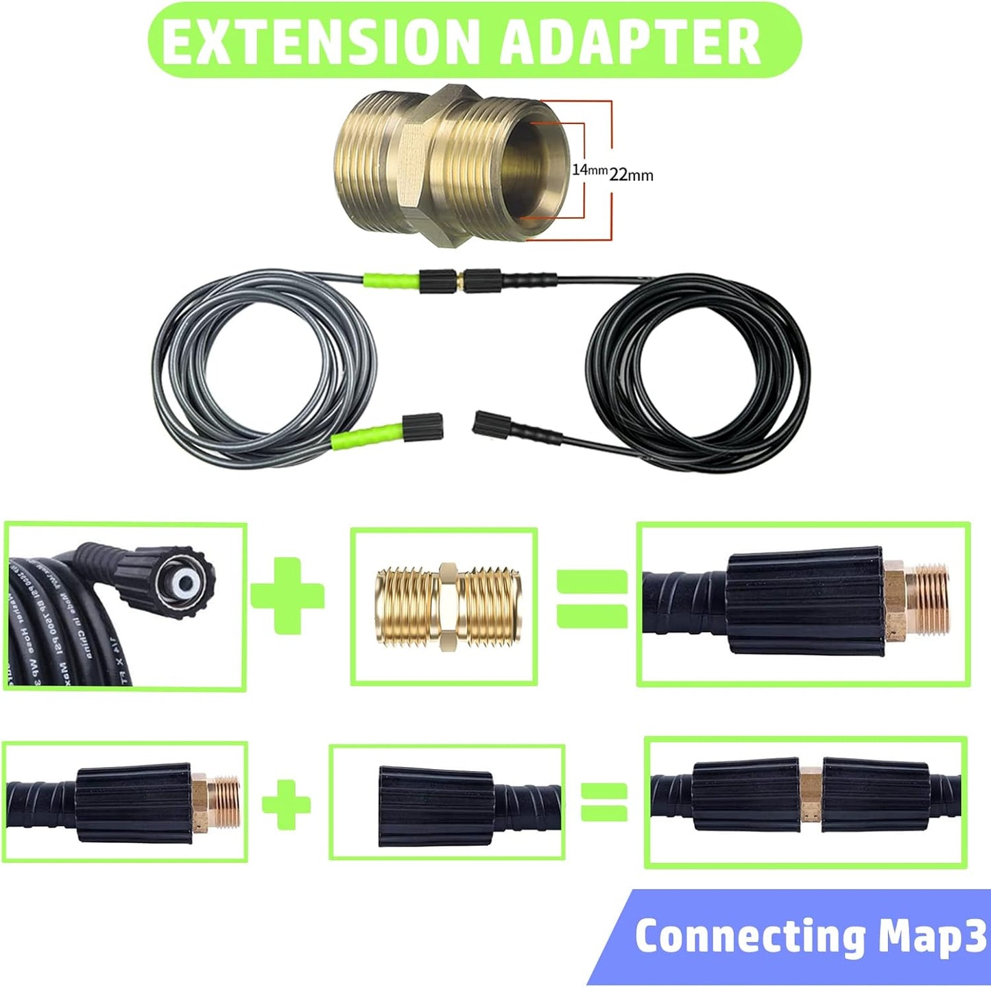 Hochdruckreiniger Adapter-Set, 8 x Messing-Edelstahl