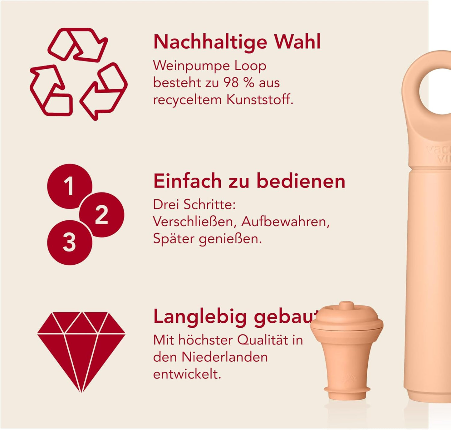 Weinpumpe mit Vakuumverschluss, Terra