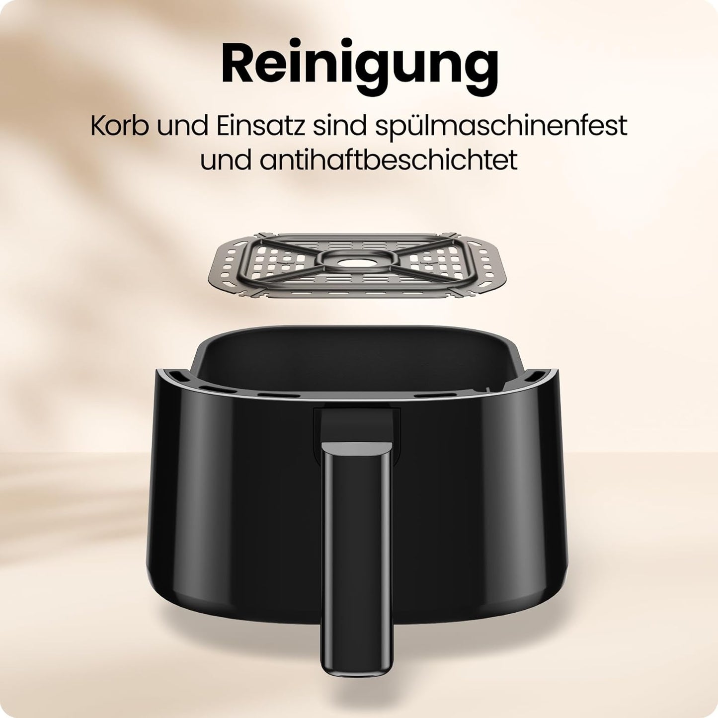 Mini-Heissluftfritteuse mit Antihaftkorb, Schwarz De