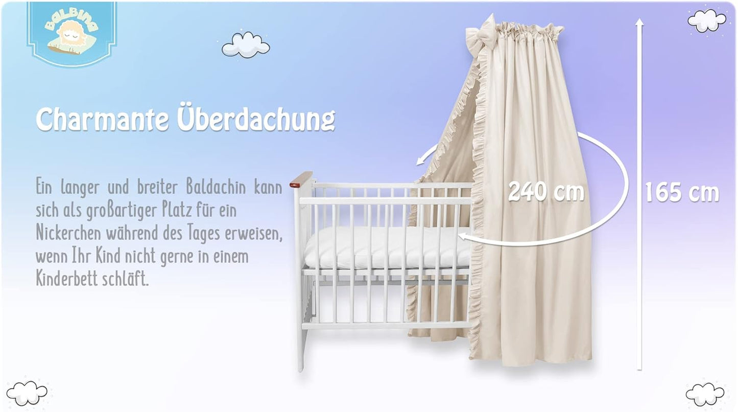 Bettbaldachin mit Rüsche, Hellbeige
