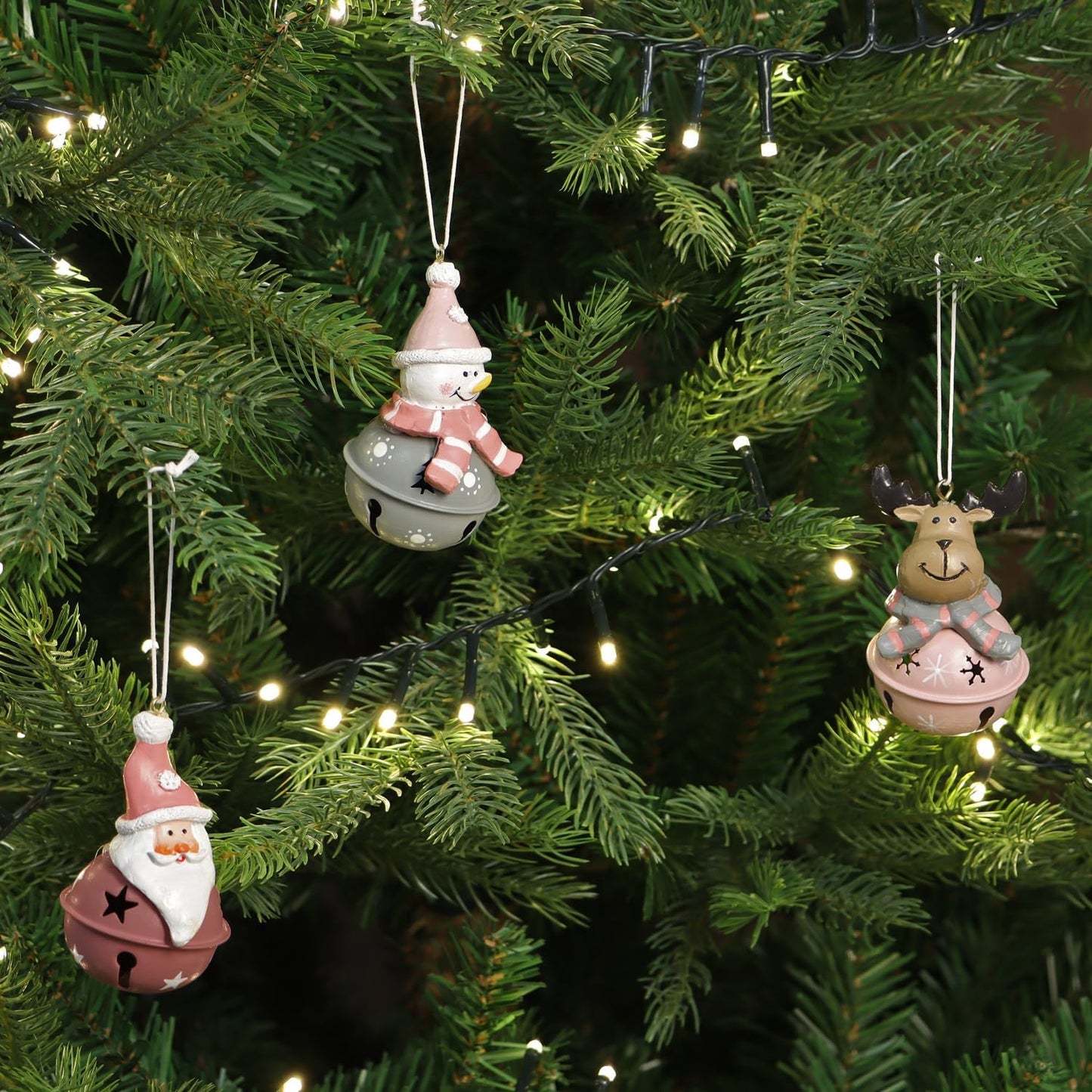 3-teiliges Weihnachtsfiguren-Set, Braun/Grau/Rosa - 3x