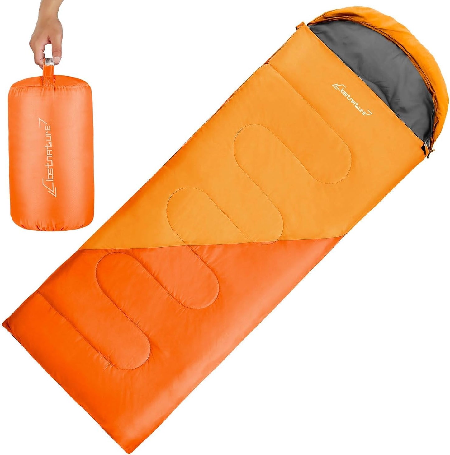 Leichter Camping-Schlafsack, Orange 1.3 KG