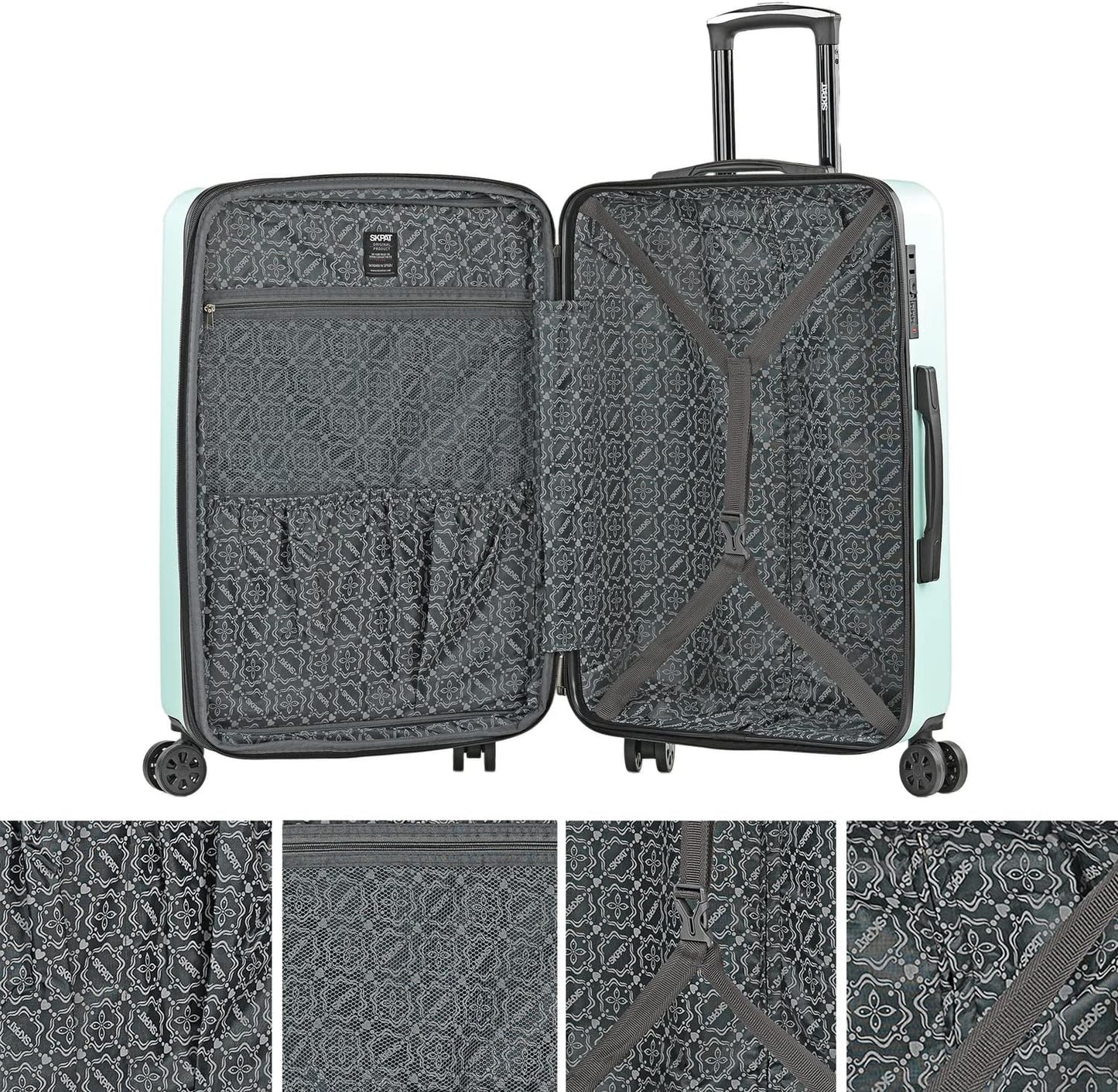 Hartschalenkoffer mit 4 Rollen und Dehnungsfalte, Grün 64 cm