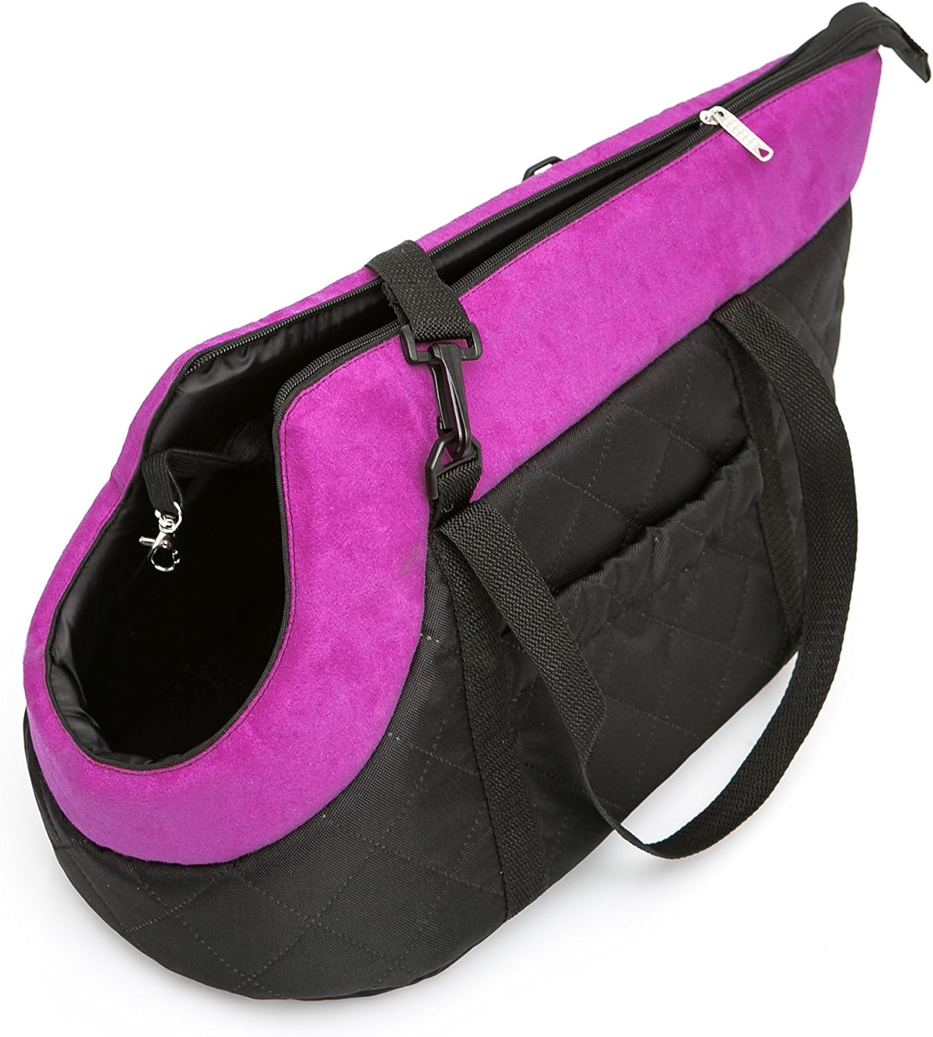 Hundetasche, M - 25x50x27 cm / Schwarz mit Pink