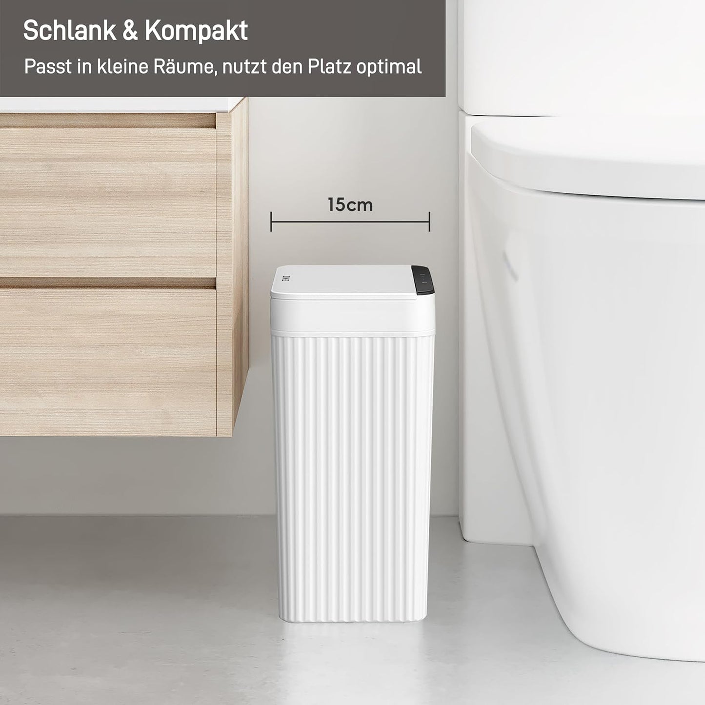 Sensor-Mülleimer Brio Slim, Brio 10L-Weiss