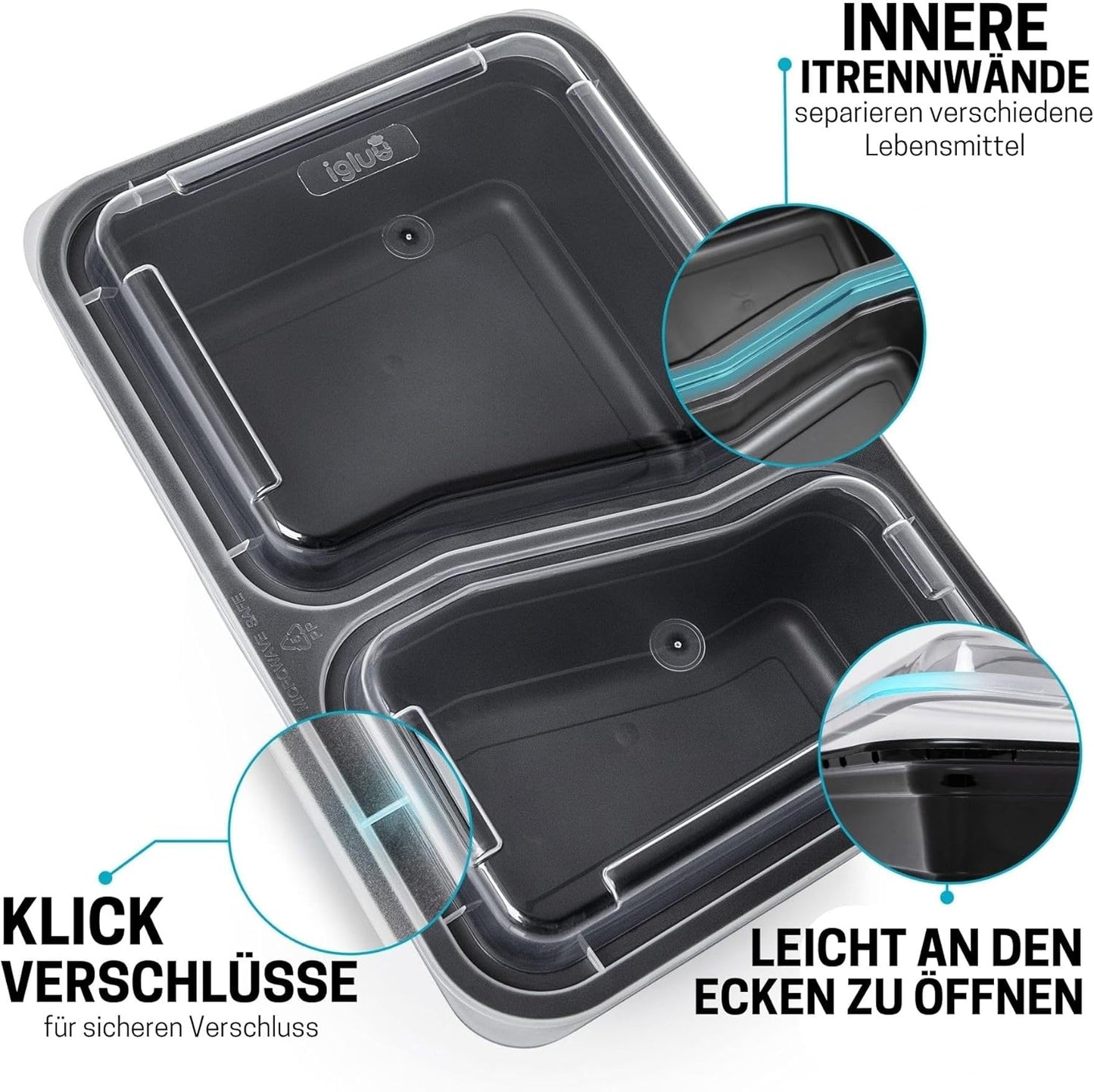 2-Fach Meal Prep Container, 20 Pack