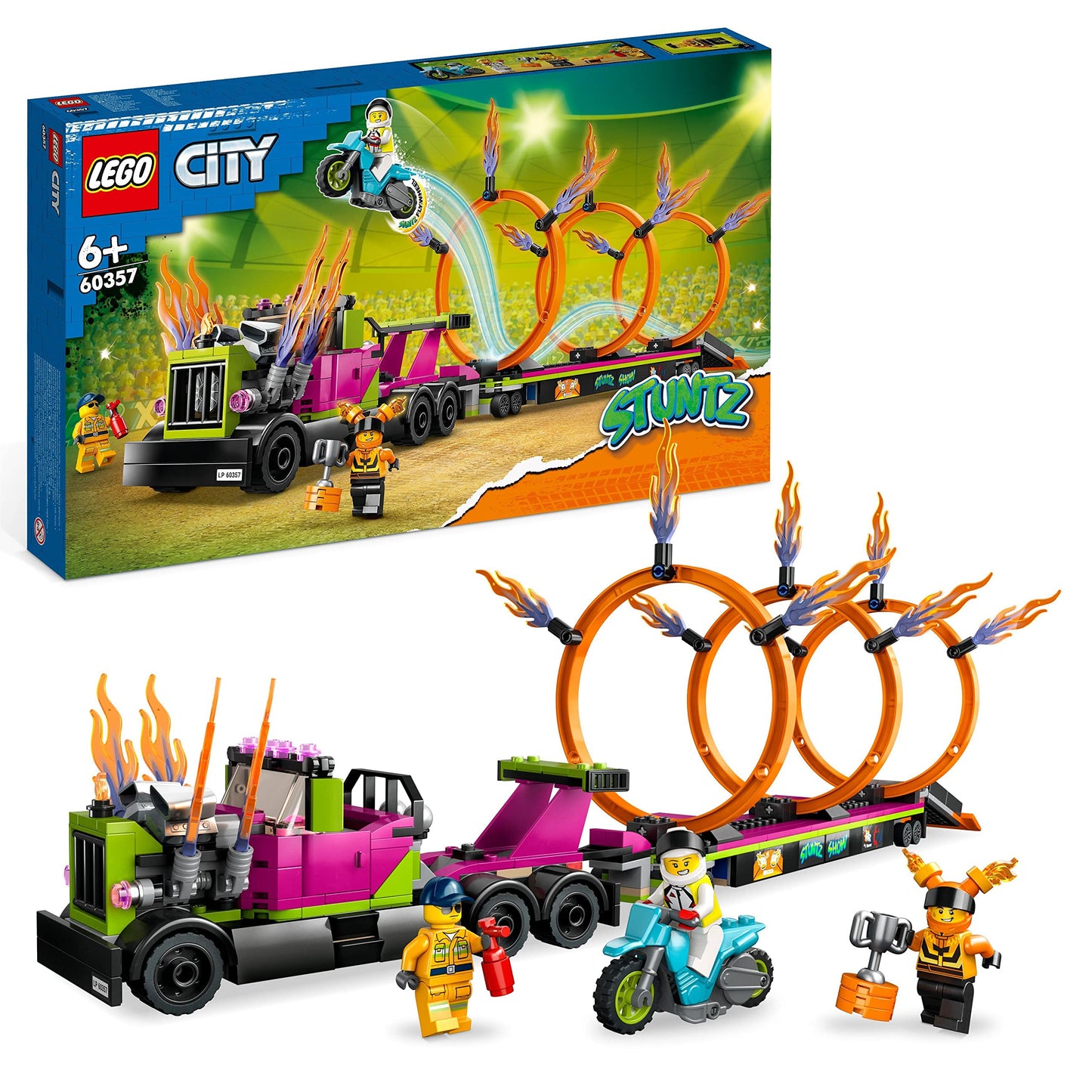 60357 City Stunttruck mit Feuerreifen-Challenge, Konstruktionsspielzeug, Single