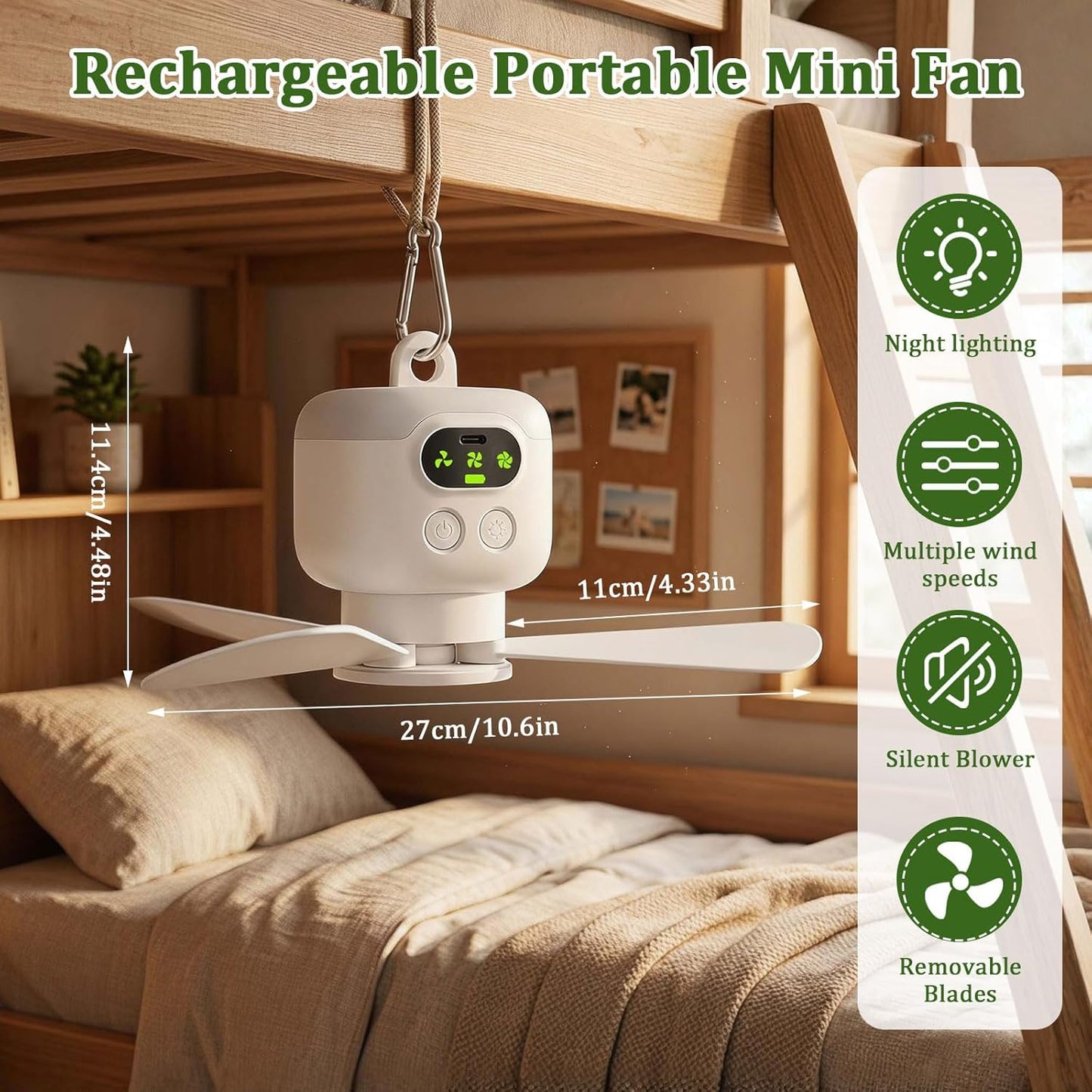 Mini Deckenventilator mit Beleuchtung und Timer