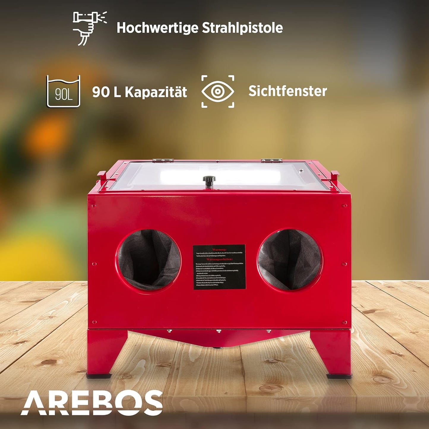 Sandstrahlkabine 90L mit Strahlpistole und Zubehör