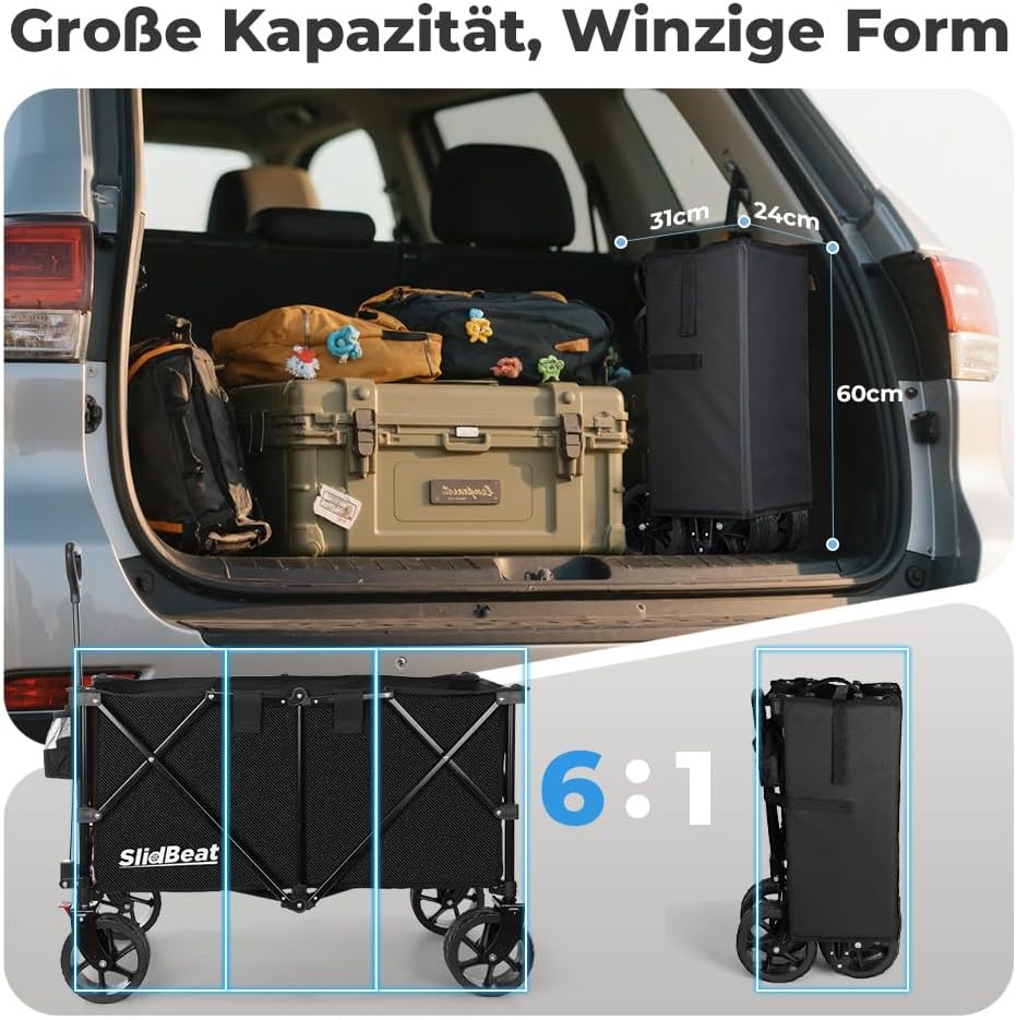 Faltbarer Bollerwagen, Schwarz XXL