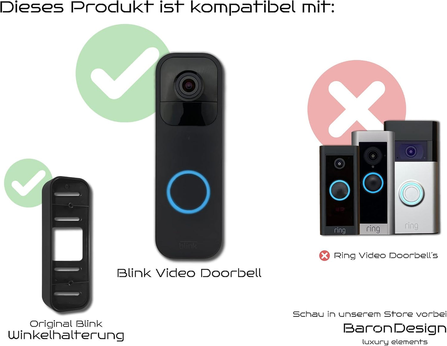 Edelstahl Blende für Blink Doorbell, Gebürstet