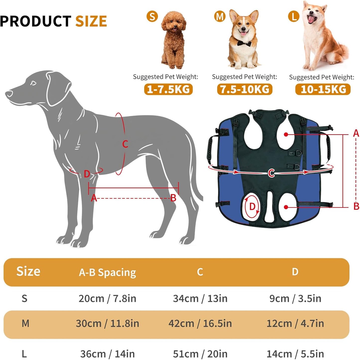 Hundegeschirr-Rucksack, L Schwarz+Blau