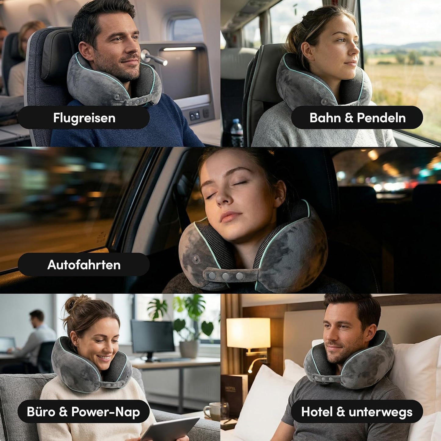 Reisekissen mit Kinnstütze, Nackenkissen Verstellbar