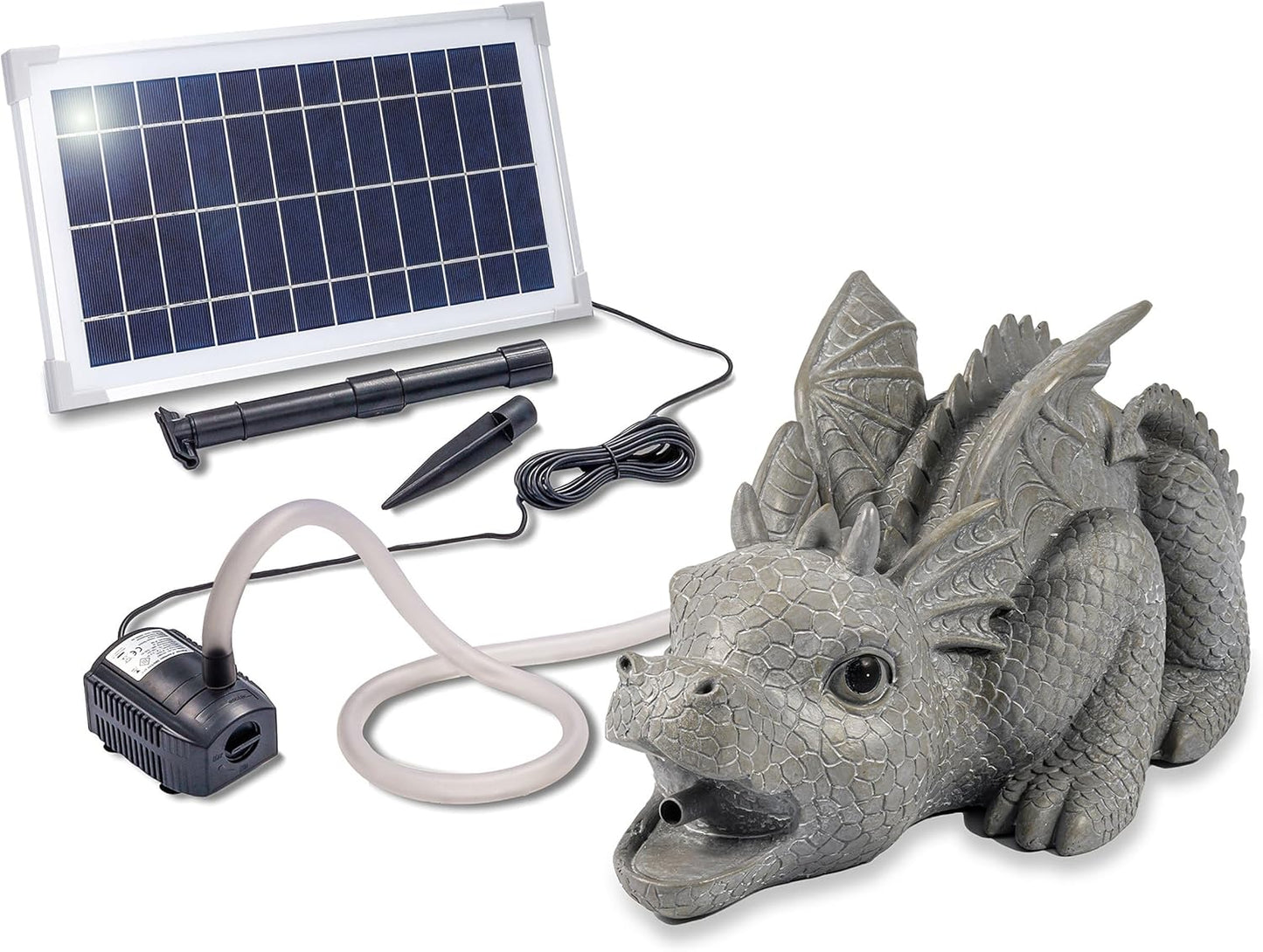 Solar-Wasserspeier Set Drache Grisu (Höhe 20 cm)