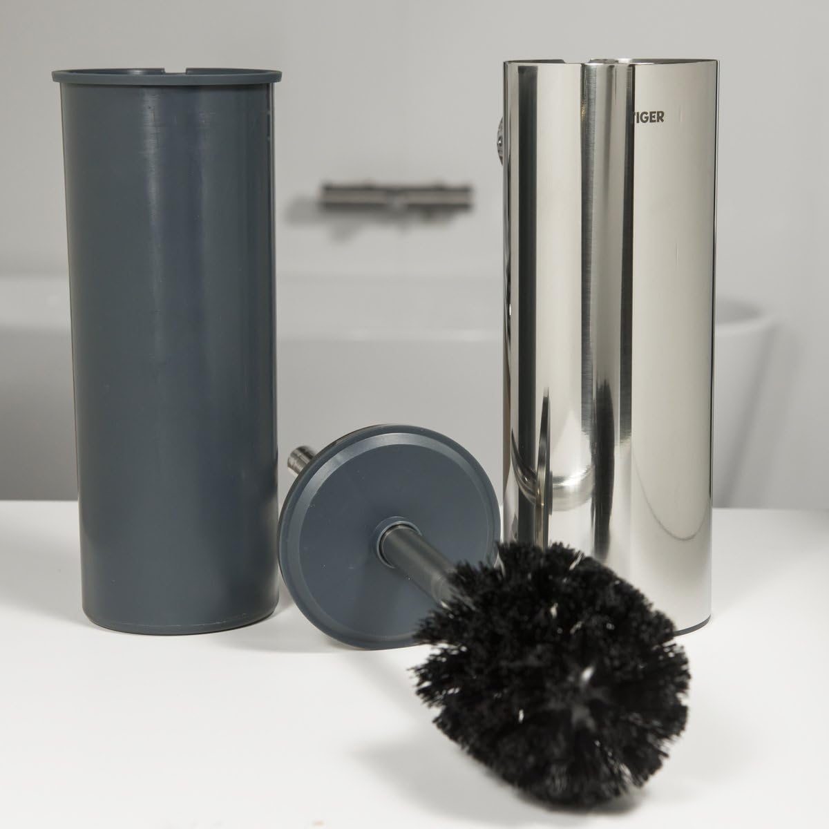Toilettenbürste mit Halter zur Wandmontage, Edelstahl Poliert Single