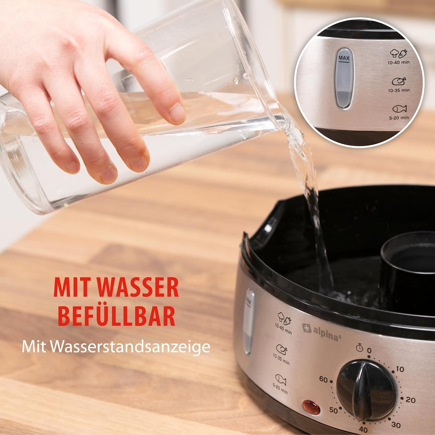 Dampfgarer mit 3 Schichten