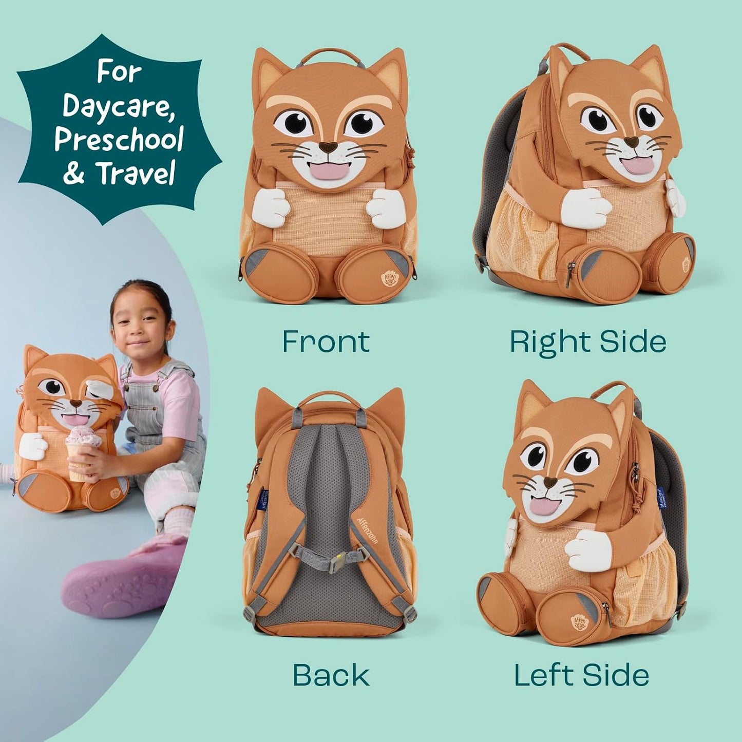 Kinderrucksack Grosser Freund, 8 L Katze - Beige