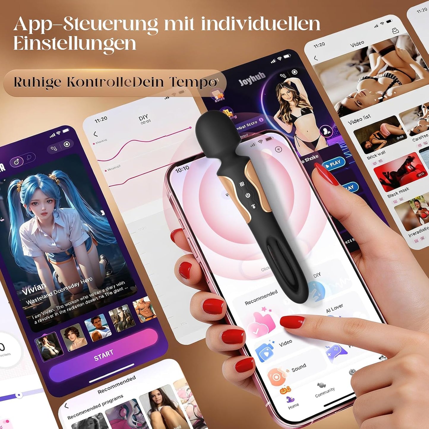 KI-Sync 3-in-1 Doppelkopf-Vibrator mit App-Steuerung