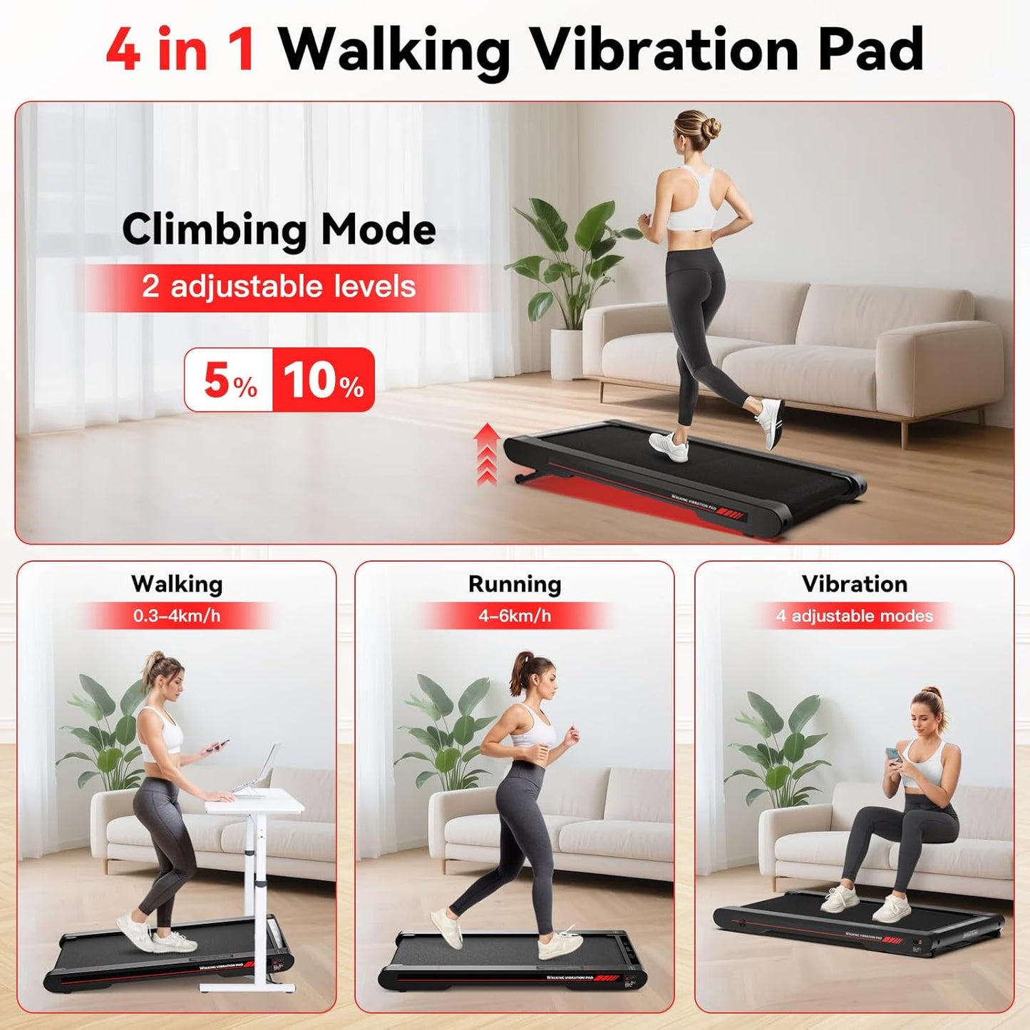 Walking Pad mit Vibrationsmodus, Black RM02