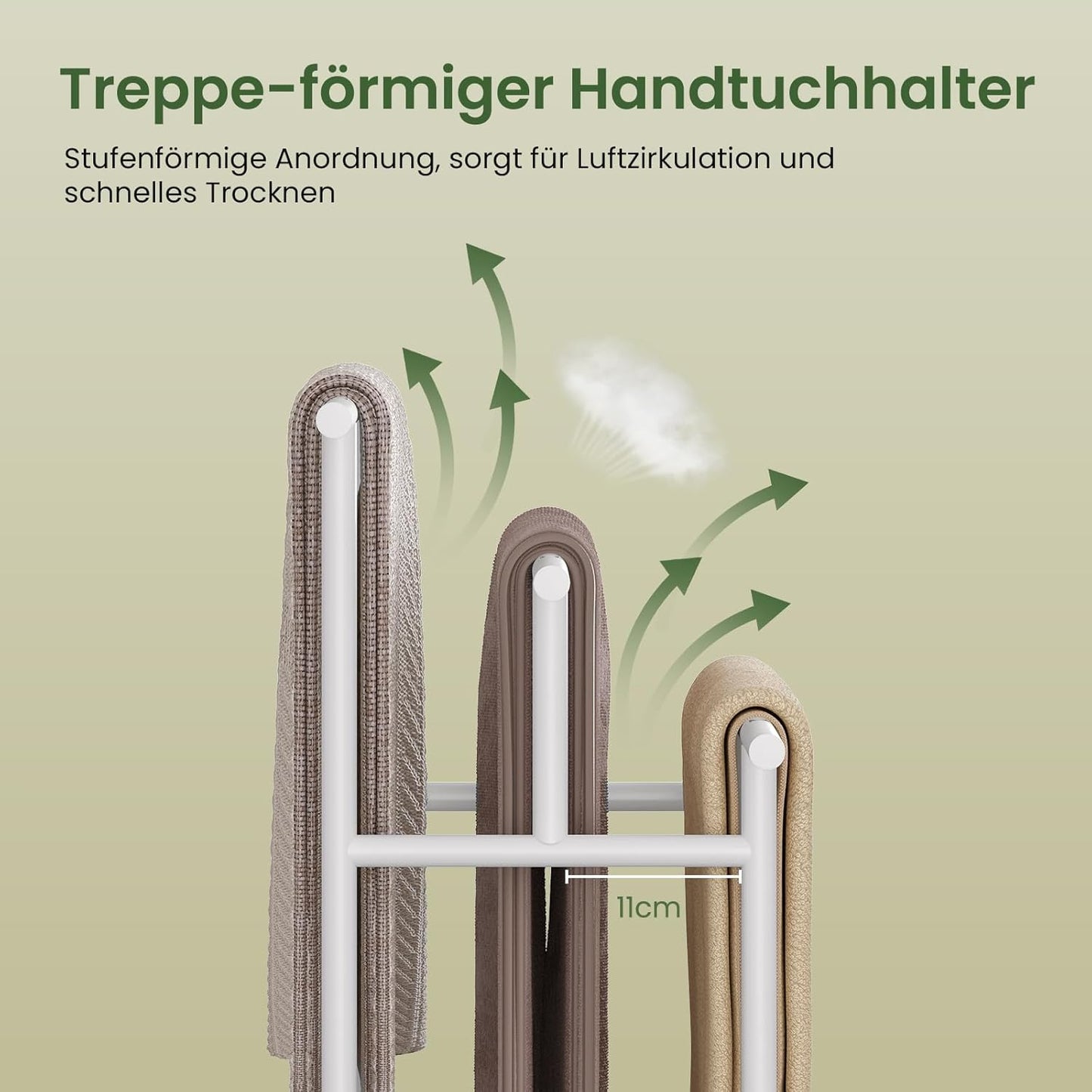 Handtuchständer mit 3 Stangen, Weiss