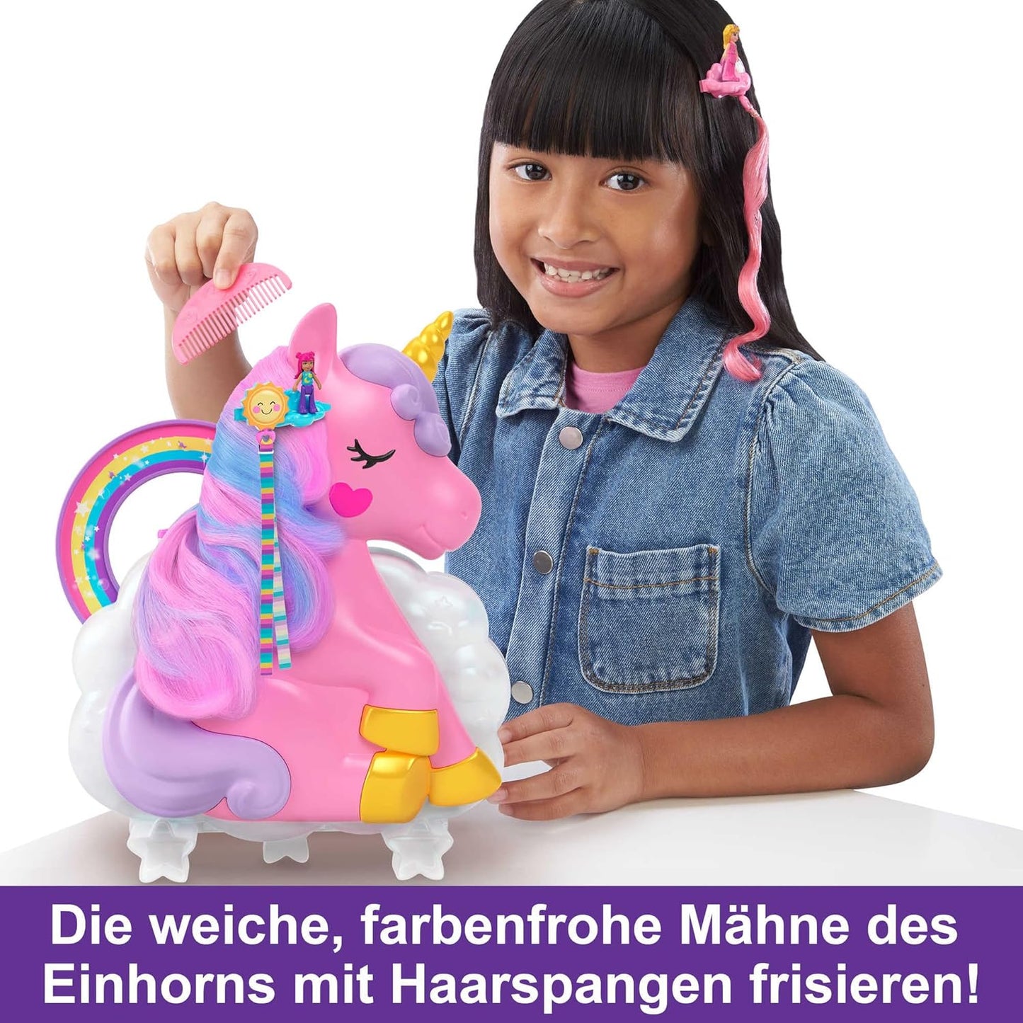 Styling-Kopf Spielset mit Puppen und Zubehör, Regenbogen-einhorn-salon