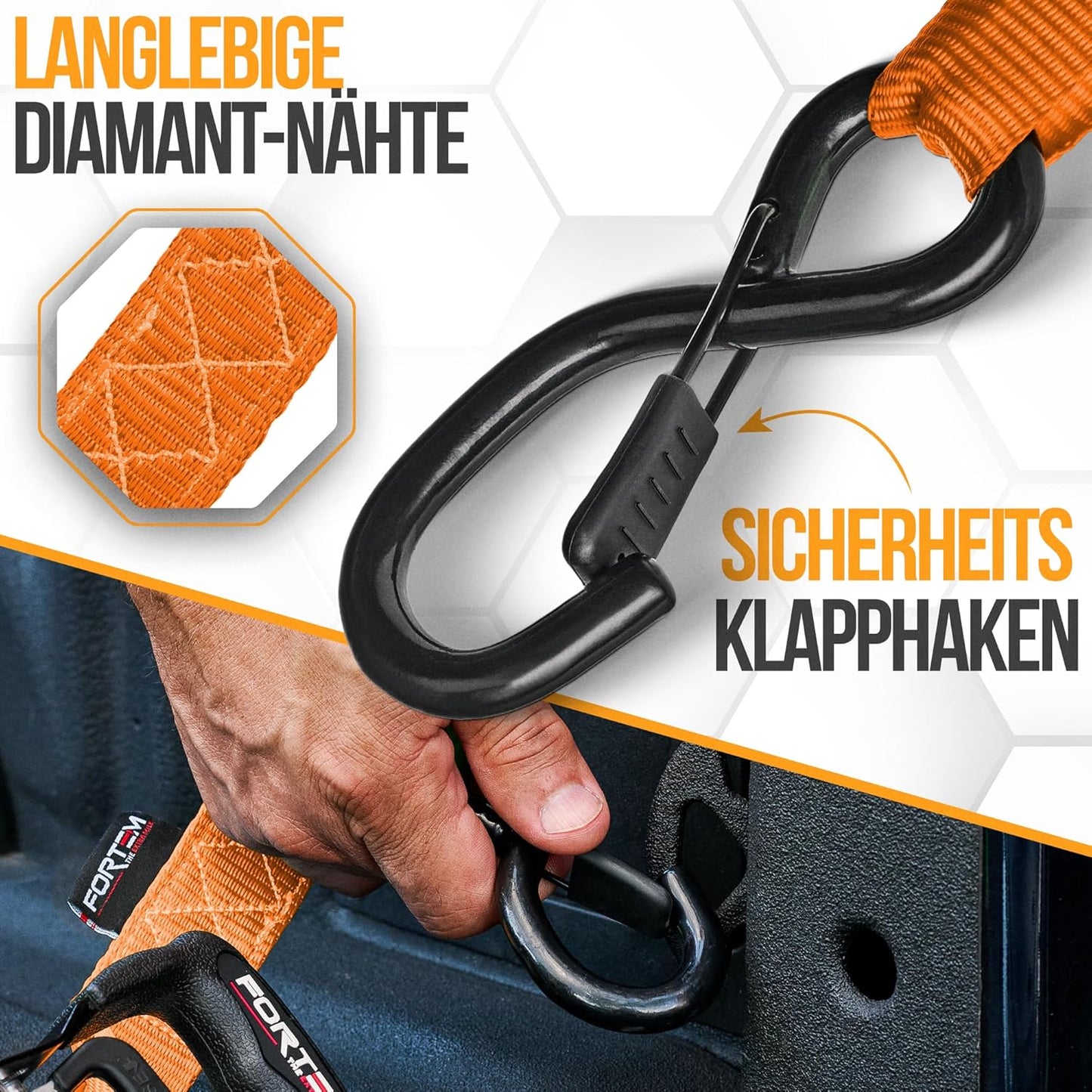 Spanngurte mit Ratsche Set, Orange 2362 kg