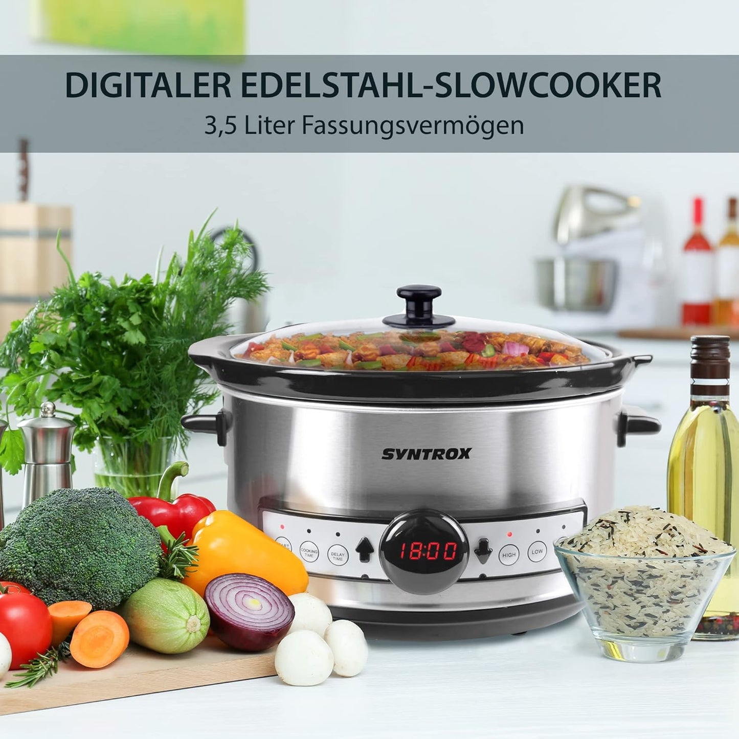Slow Cooker mit Timer und Warmhaltefunktion