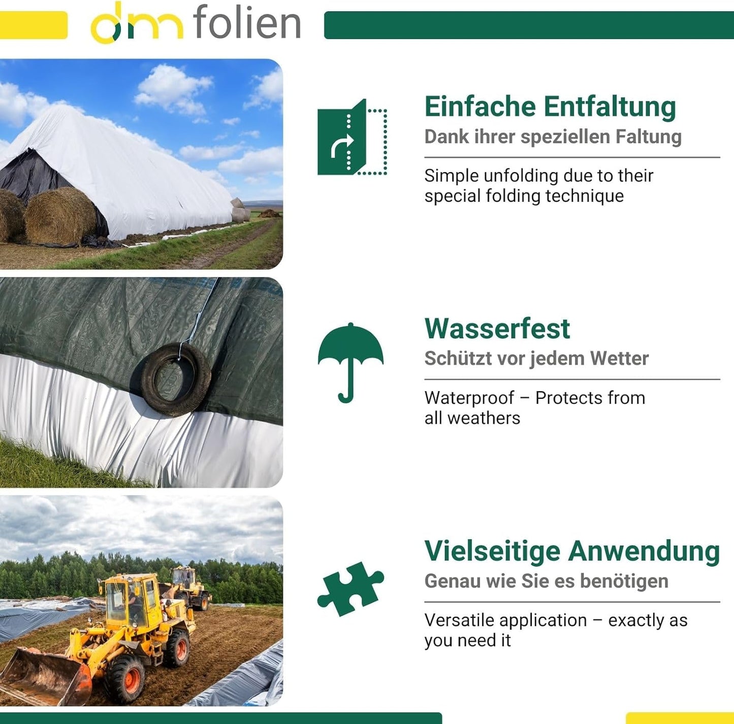 Silofolie 4x25m für Ausseneinsatz (UV-beständig), 4 x 25 m 150 µ